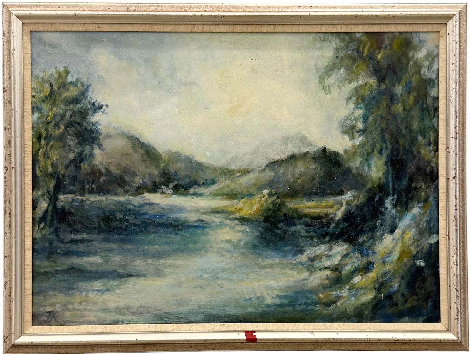European School Impressionist Oil On Board Signed With Monogram: Oil painting on board 29 x 21 in, 32 3/4 x 24 3/4 in (framed). Domestic Flat Shipping Price: $80