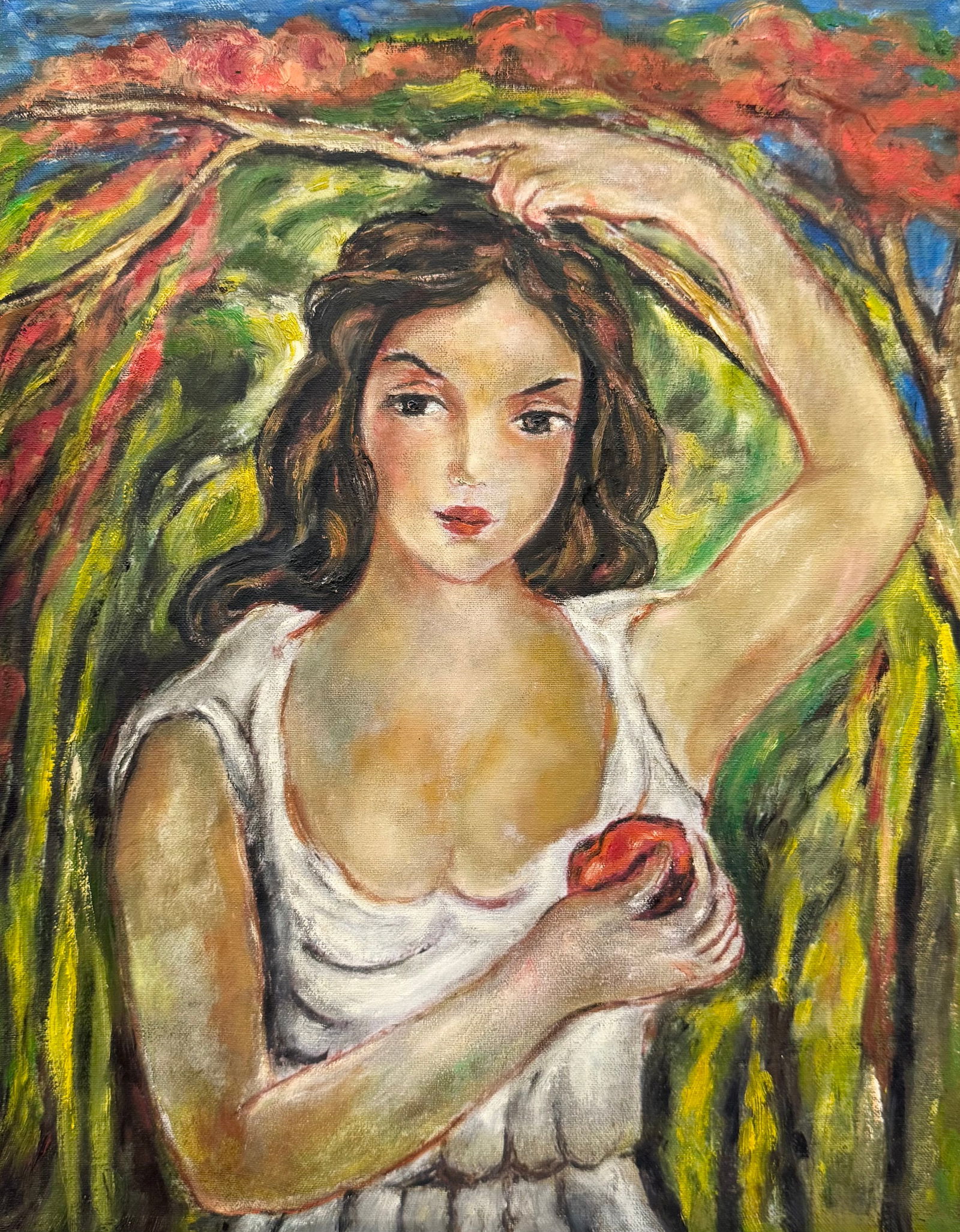 Cuban School Portrait Of A Woman Unsigned Oil On Canvas (1 of 3)