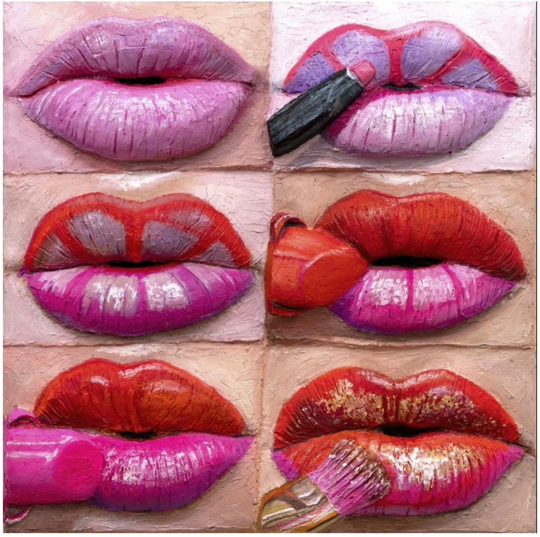 GINA BEAVERS Flourecscent Lips 2021, Limited Edition Print: 24 x 24 in. Edition 10/50. Domestic Flat Shipping Price: $55