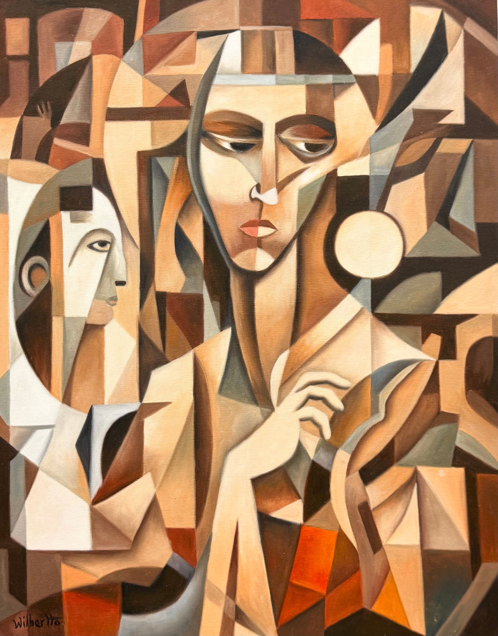 WILBER HERERRA ORTIZ (20th c, Mexico) Abstract: Oil painting on board 24 x 19 in. Domestic Flat Shipping Price: $55