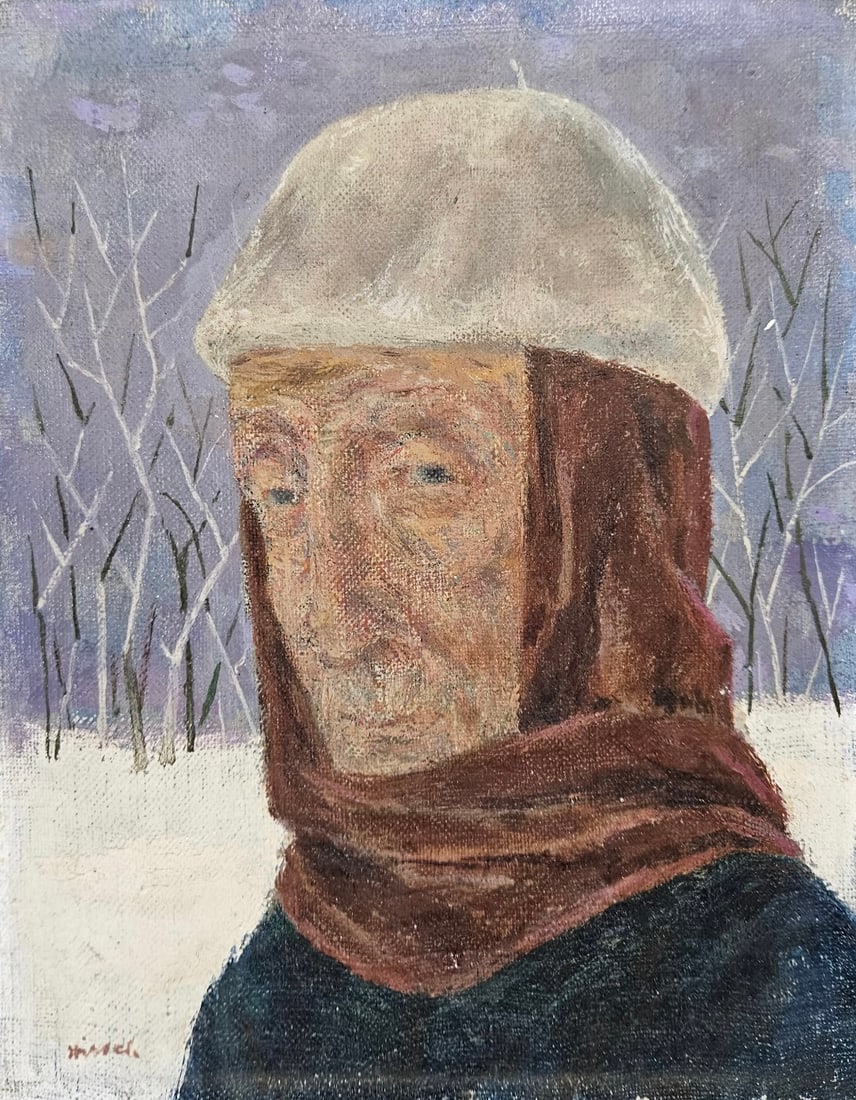 JOSEPH HIRSCH (1910-1981, American) Philadelphia, New York "December Head": Oil painting on board 9 3/8 x 7 3/8 in. Domestic Flat Shipping Price: $45