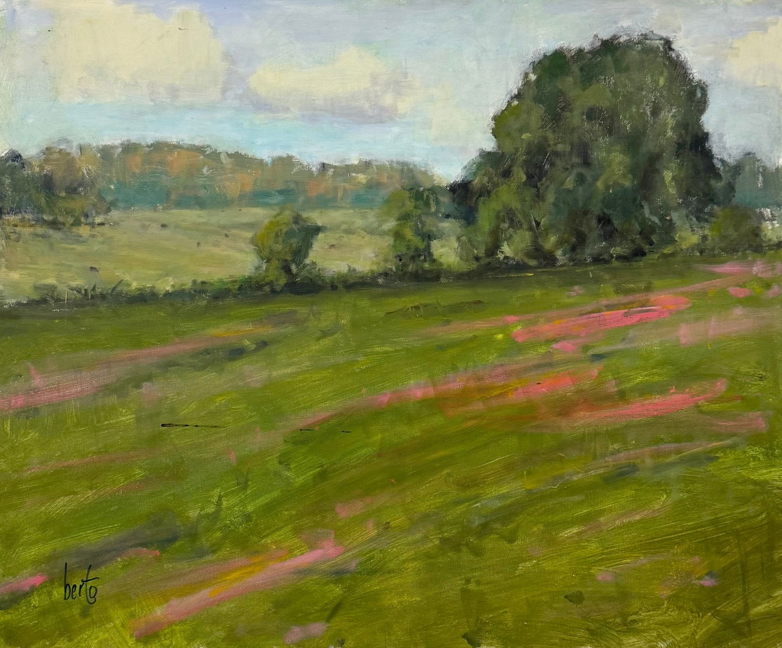 ALBERTO ORTEGA Impressionist Florida Landscape "Evinston Phlox": Oil painting on canvas 36 x 30 in. Domestic Flat Shipping Price: $90