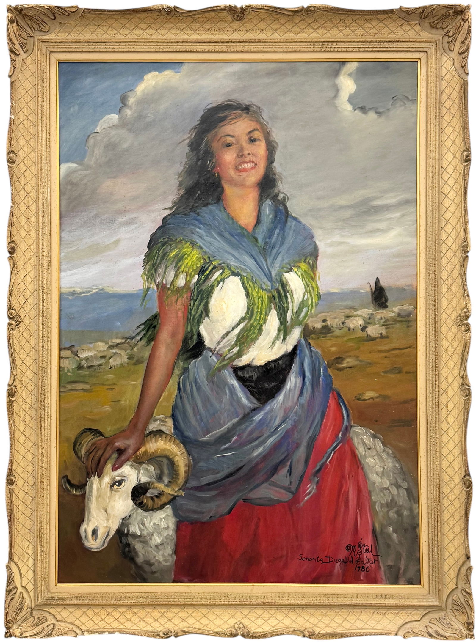 MARVIN STEEL (b. 1936, American) Monumental Spanish Portrait 60": Oil painting on canvas 51 x 35 1/2 in, 60 x 44 in (framed)