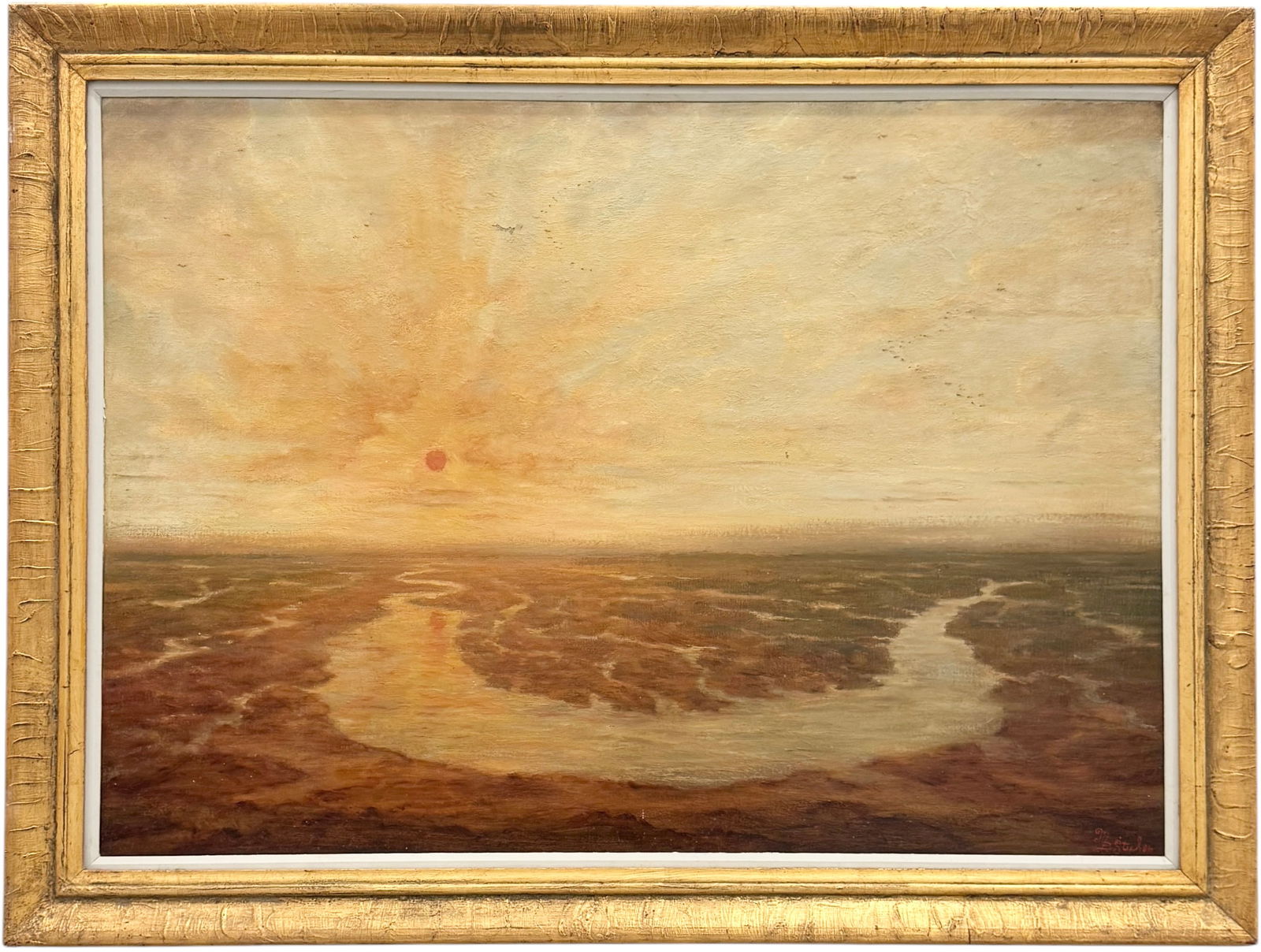 MARVIN STEEL (b. 1936, American) Monumental Florida Landscape 65": Oil painting on canvas 56 x 40 in, 65 x 49 in (framed). Pick up only due to size.