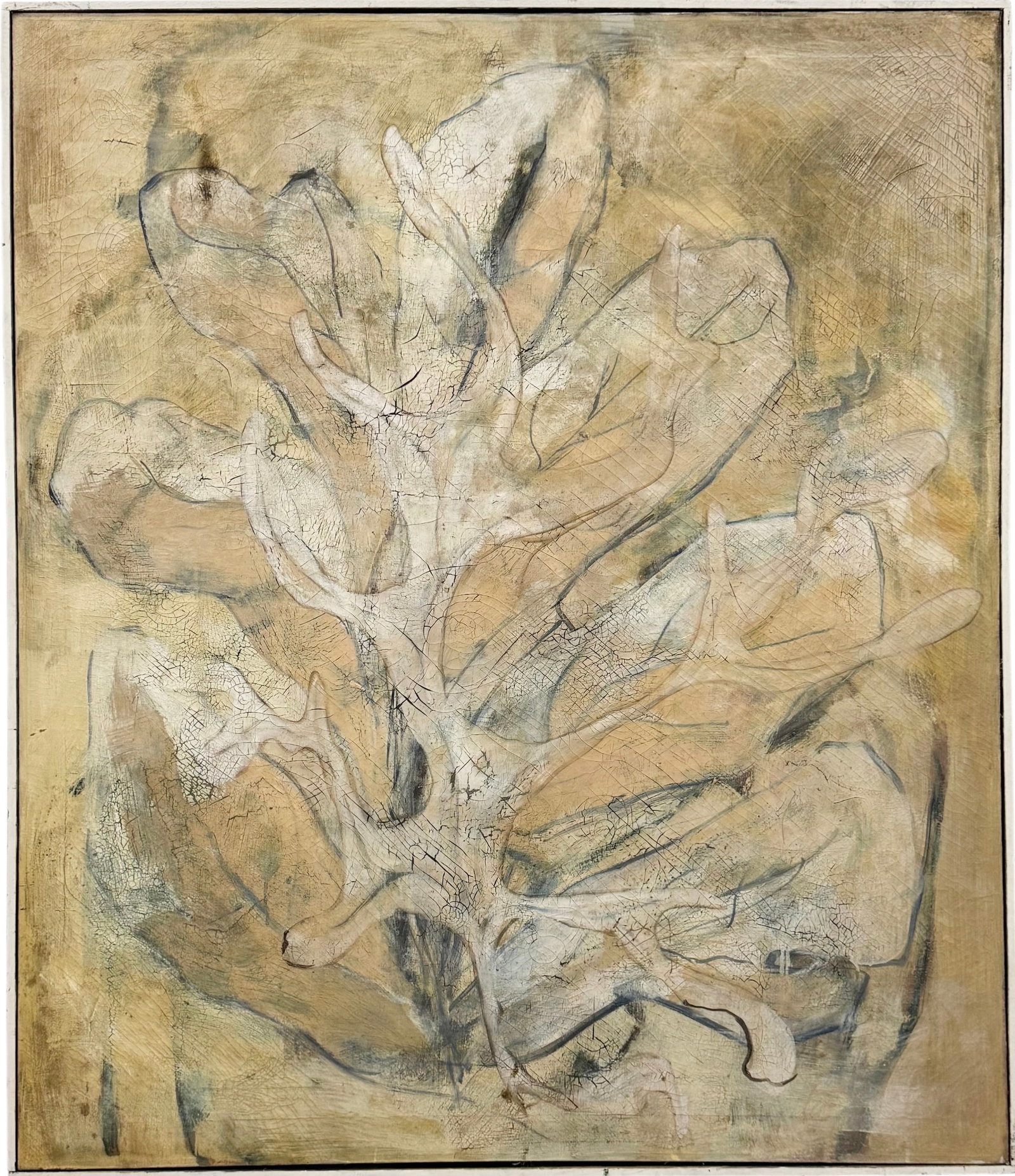 Large Mid-Century Modern Abstract Earthy Tones Oil On Canvas: Oil painting on canvas 42 x 36 in. Domestic Flat Shipping Price: $140