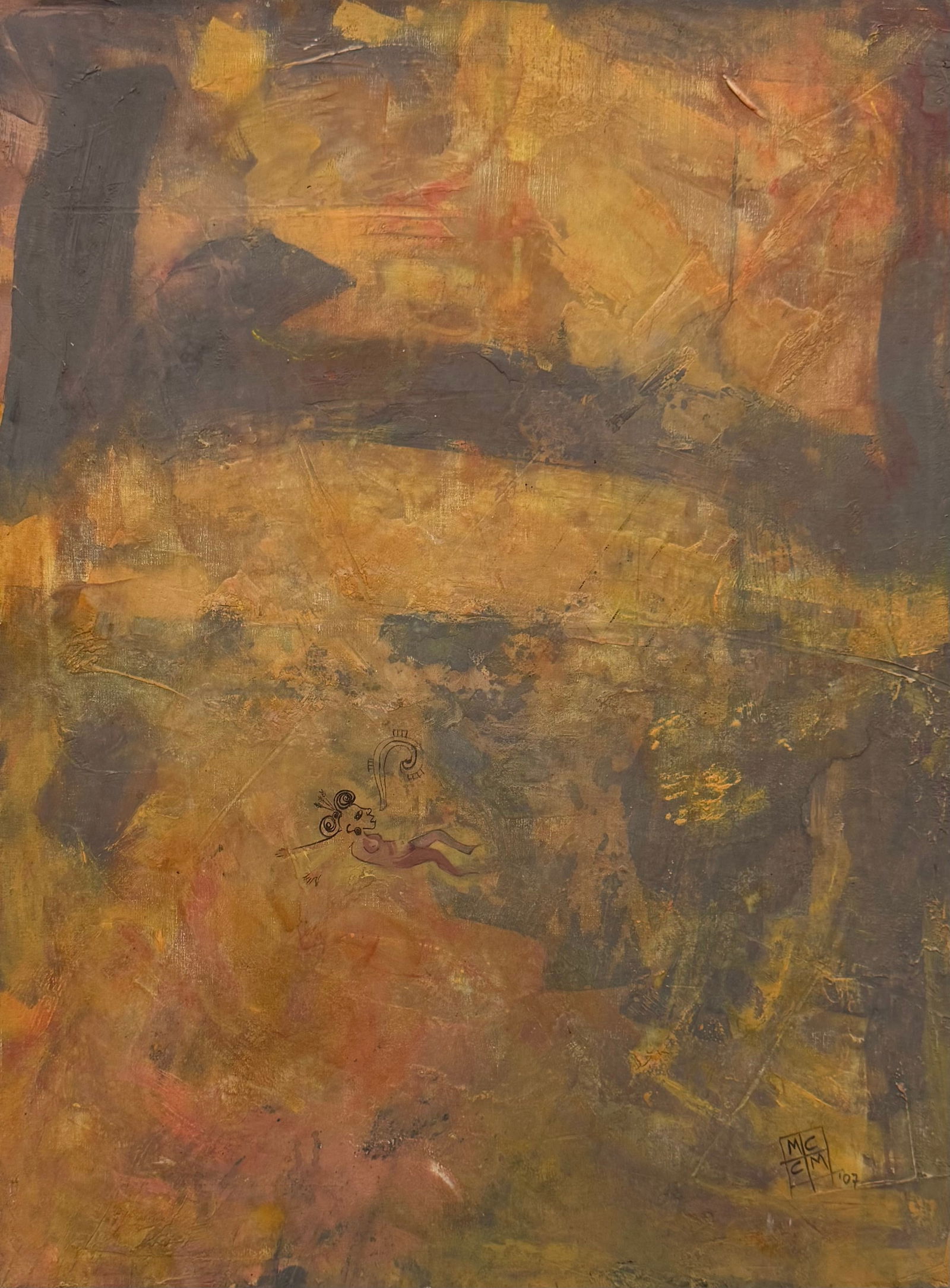 MARIA DEL CARMEN CHACIN Argetina, Florida, Abstract: Mixed media on canvas 31 1/2 x 23 1/2 in. Domestic Flat Shipping Price: $80