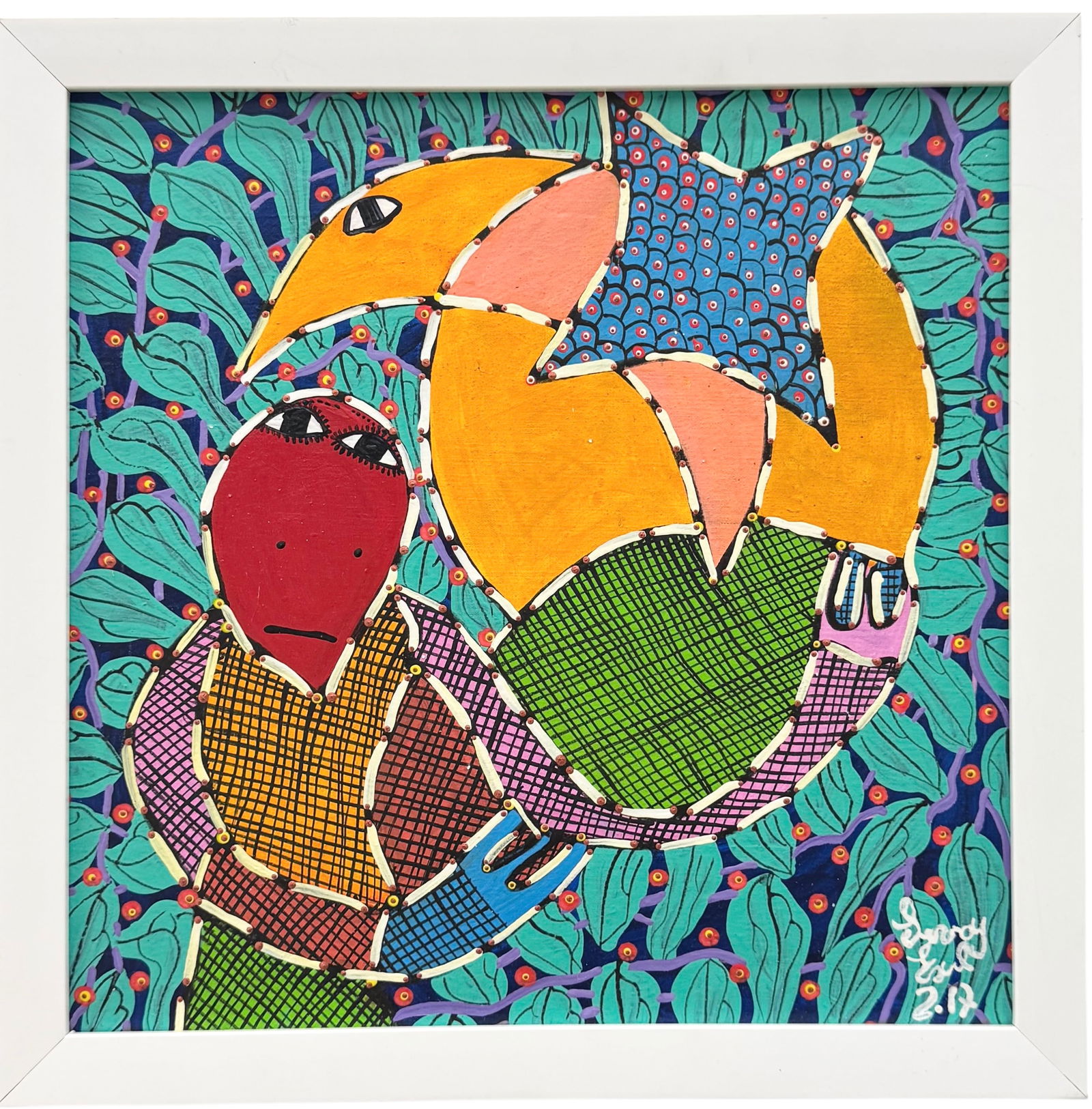 LEVOY EXIL (20th c, Haitian): Acrylic 13 x 13 in. Domestic Flat Shipping Price: $45