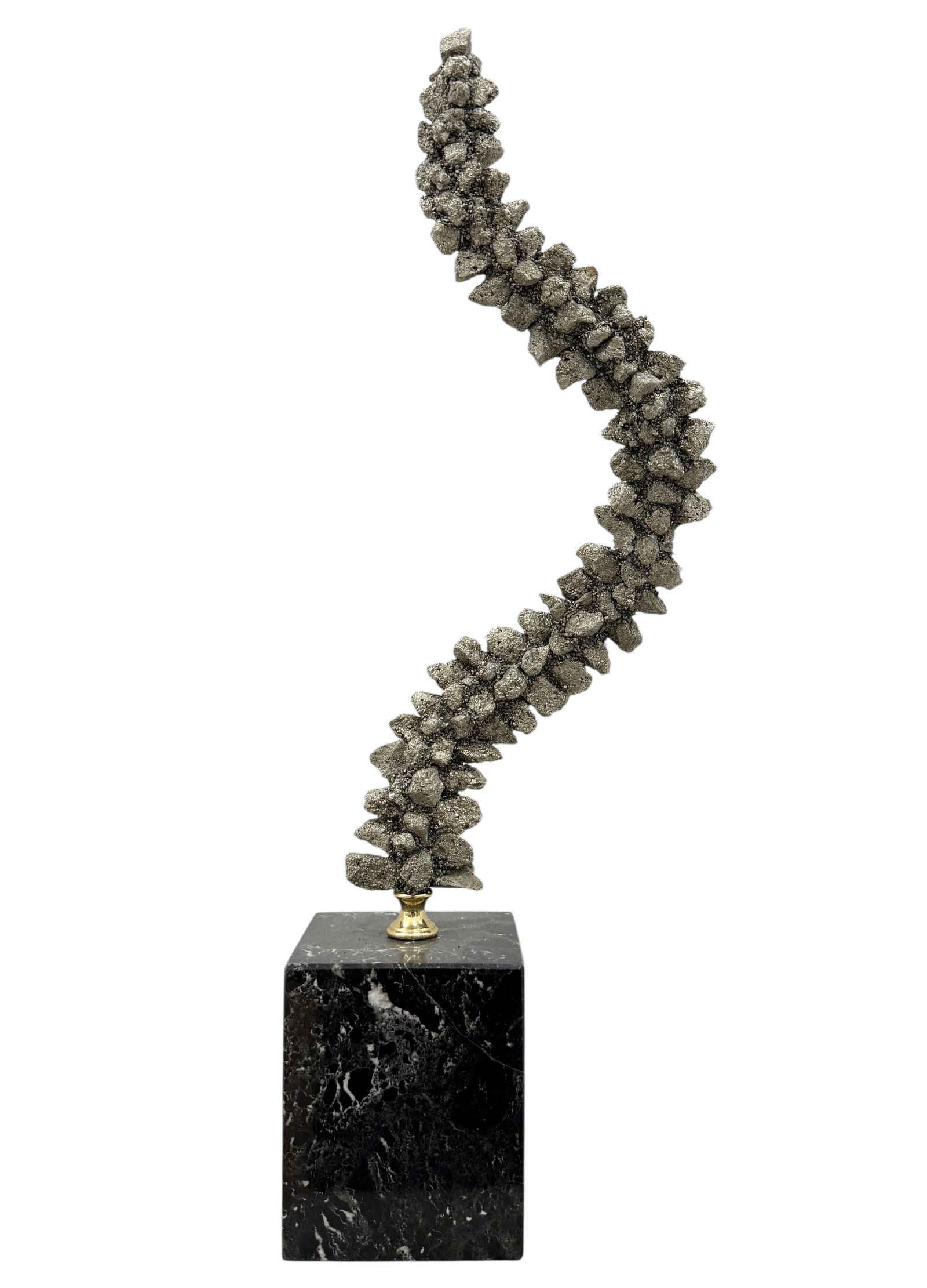 Contemporary Pyrite Abstract Sculpture On Marble Base: 21 x 4 x 4 in. Domestic Flat Shipping Price: $65