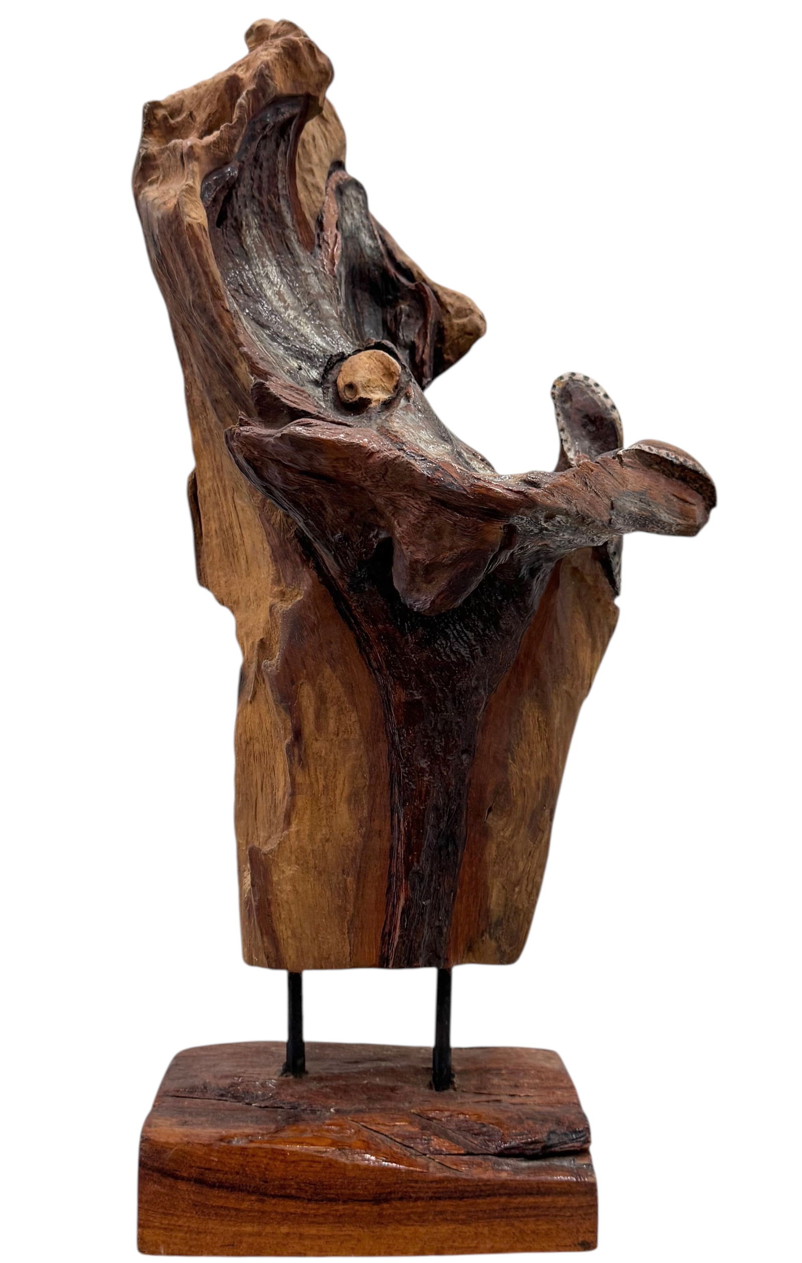 Contemporary Natural Wood Abstract Sculpture: 20 1/2 x 7 x 5 in. Domestic Flat Shipping Price: $65