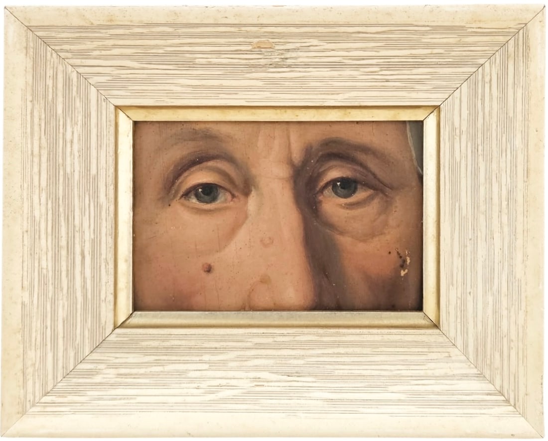 Lover's Eyes: Oil painting 2 7/8 x 4 1/2 in, 6 x 7 1/2 in (framed). Domestic Flat Shipping Price: $45