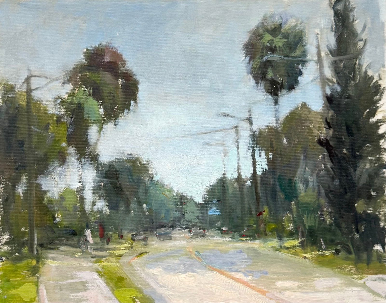 ALBERTO ORTEGA Impressionist Florida Street Scene: Oil painting on canvas 20 x 16 in. This one is unsigned but we have another in the sale where he signed the back. Domestic Flat Shipping Price: $45