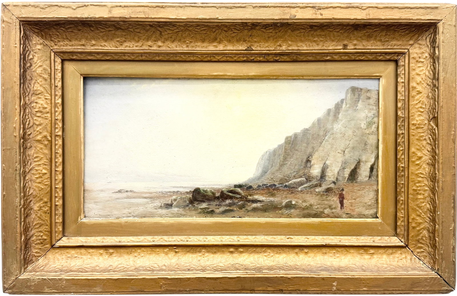 19th Century English Coastal Landscape Oil On Canvas In Period Frame (1 of 4)