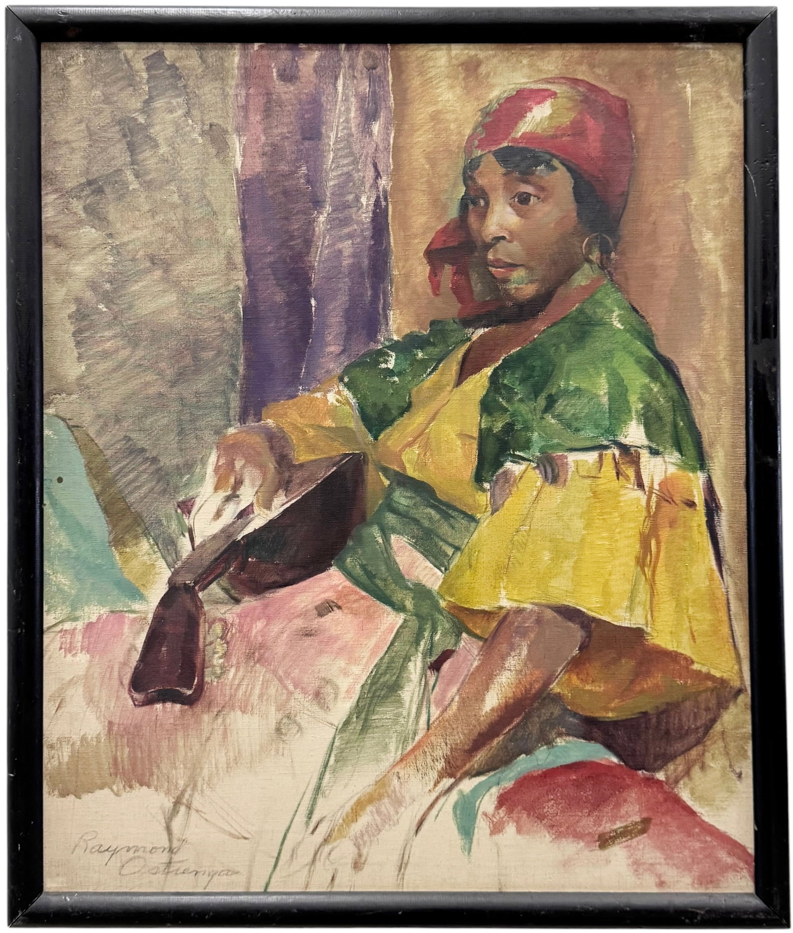 LEO RAYMOND OSTRENGA (1906-1992, American) Black Portrait, Wisconsin Artist (1 of 5)