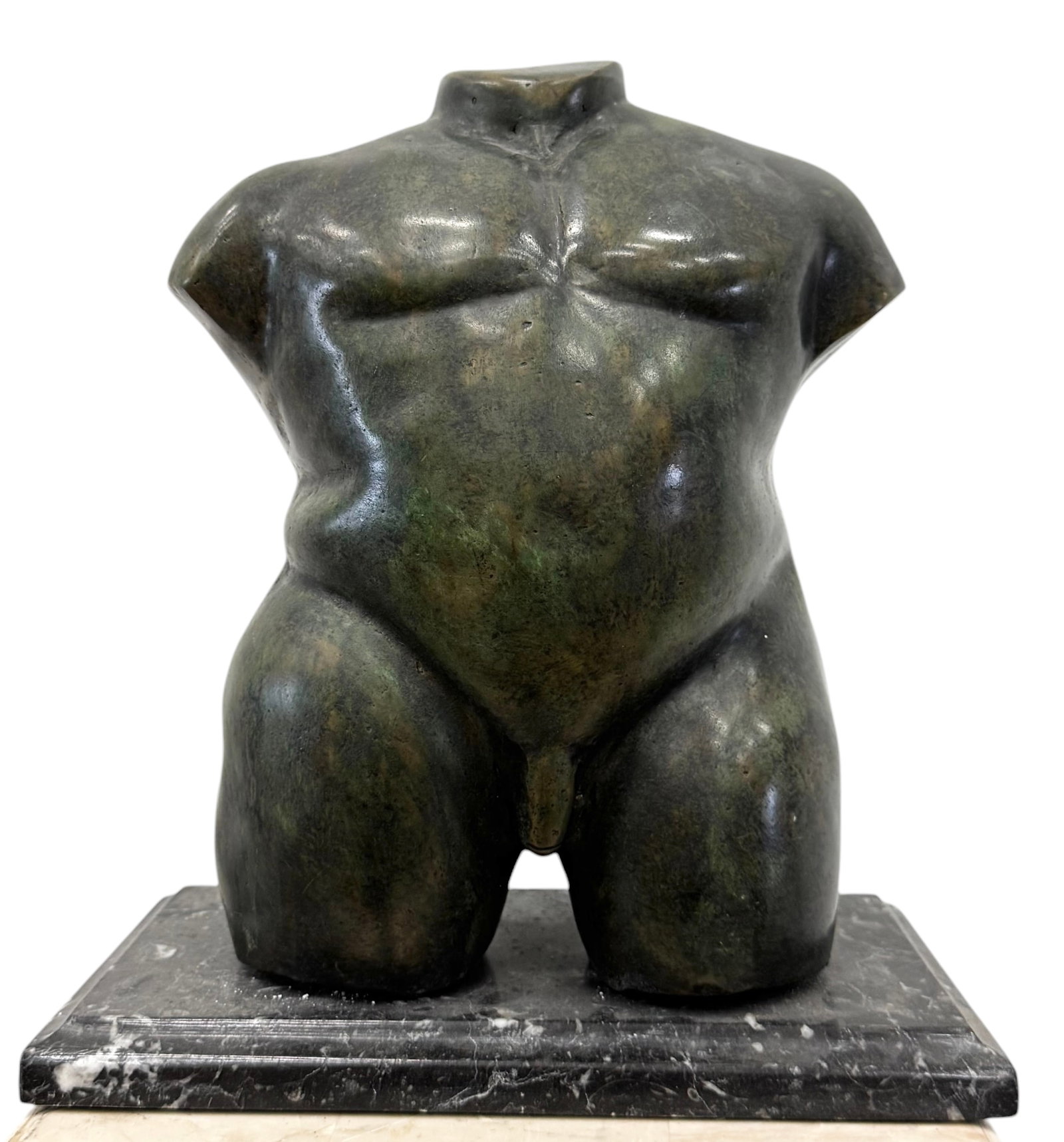 After Fernando Botero, Male Nude Bronze Sculpture: 11 1/2 x 10 x 6 in. Domestic Flat Shipping Price: $80