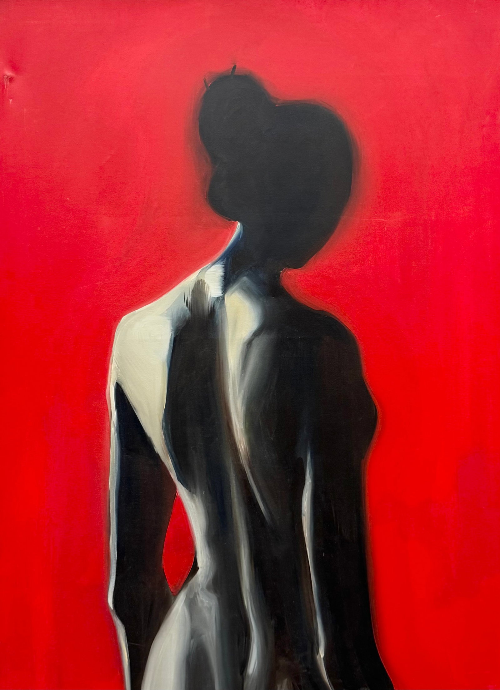 Large Isolation Expressionist Portrait Of A Nude Woman: Acrylic on canvas 48 x 36 in. Oversized: Domestic Flat Shipping Price: $240