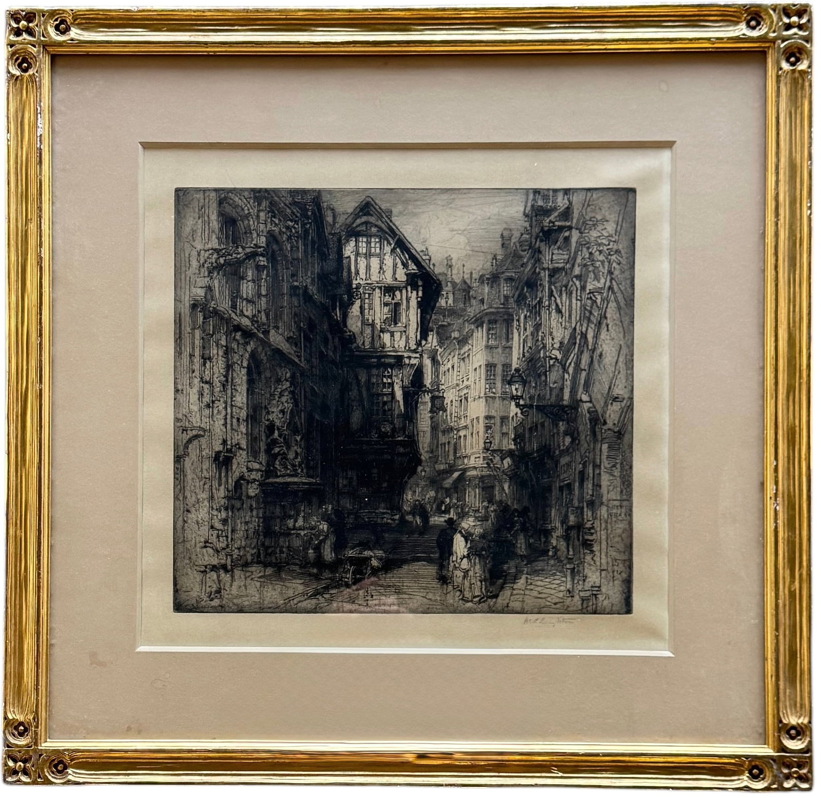 Beautifully Framed Hedley Fitton English Townscape Etching (1 of 4)