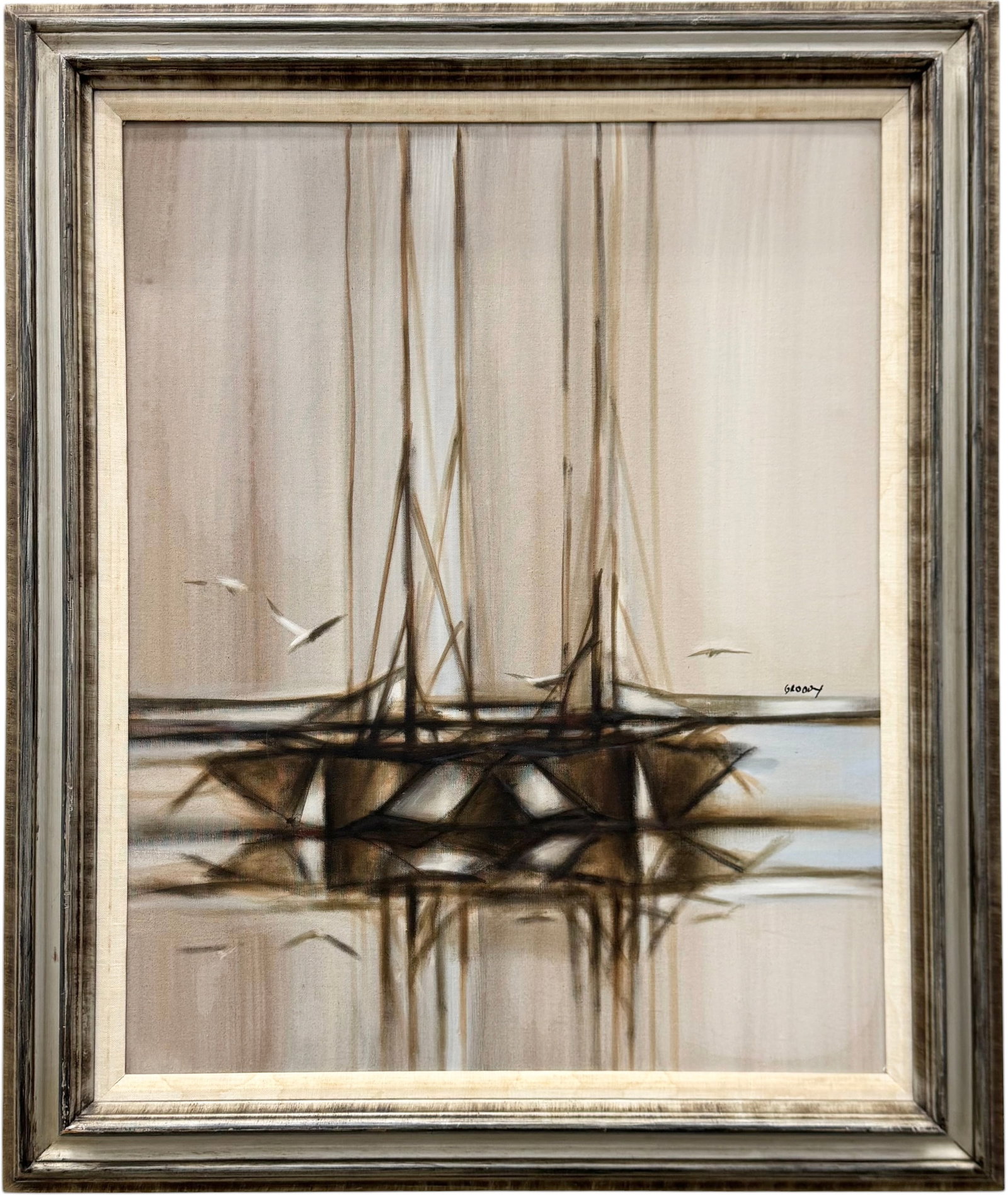 JAMES GROODY (b. 1940, American) Abstact With Sailbosts (1 of 3)