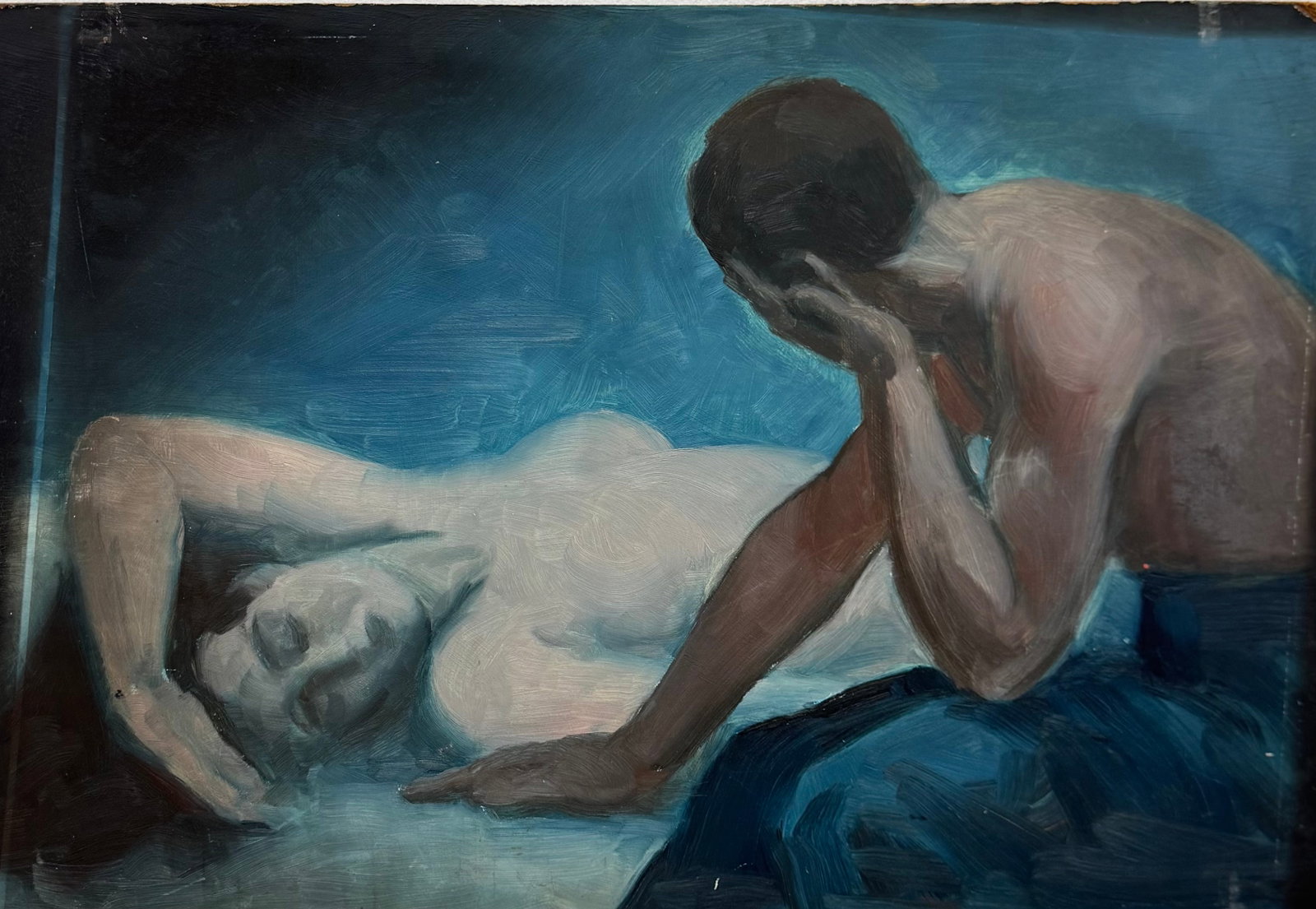 Mid-Century American Modernist Nudes Unsigned Oil On Masonite (1 of 2)