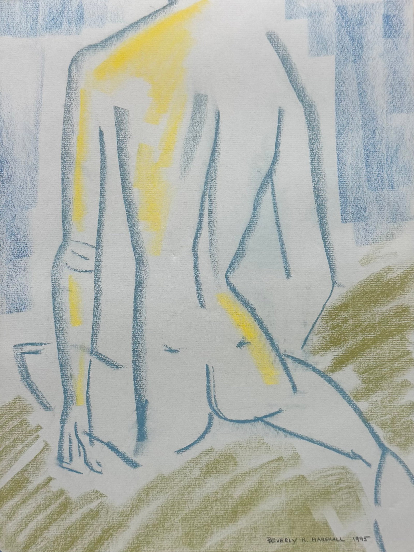 BEVERLY N MARSHALL (20th c, Palm Beach) Nude Male Pastel: Pastel on paper 15 1/2 x 11 1/2 in. Domestic Flat Shipping Price: $35