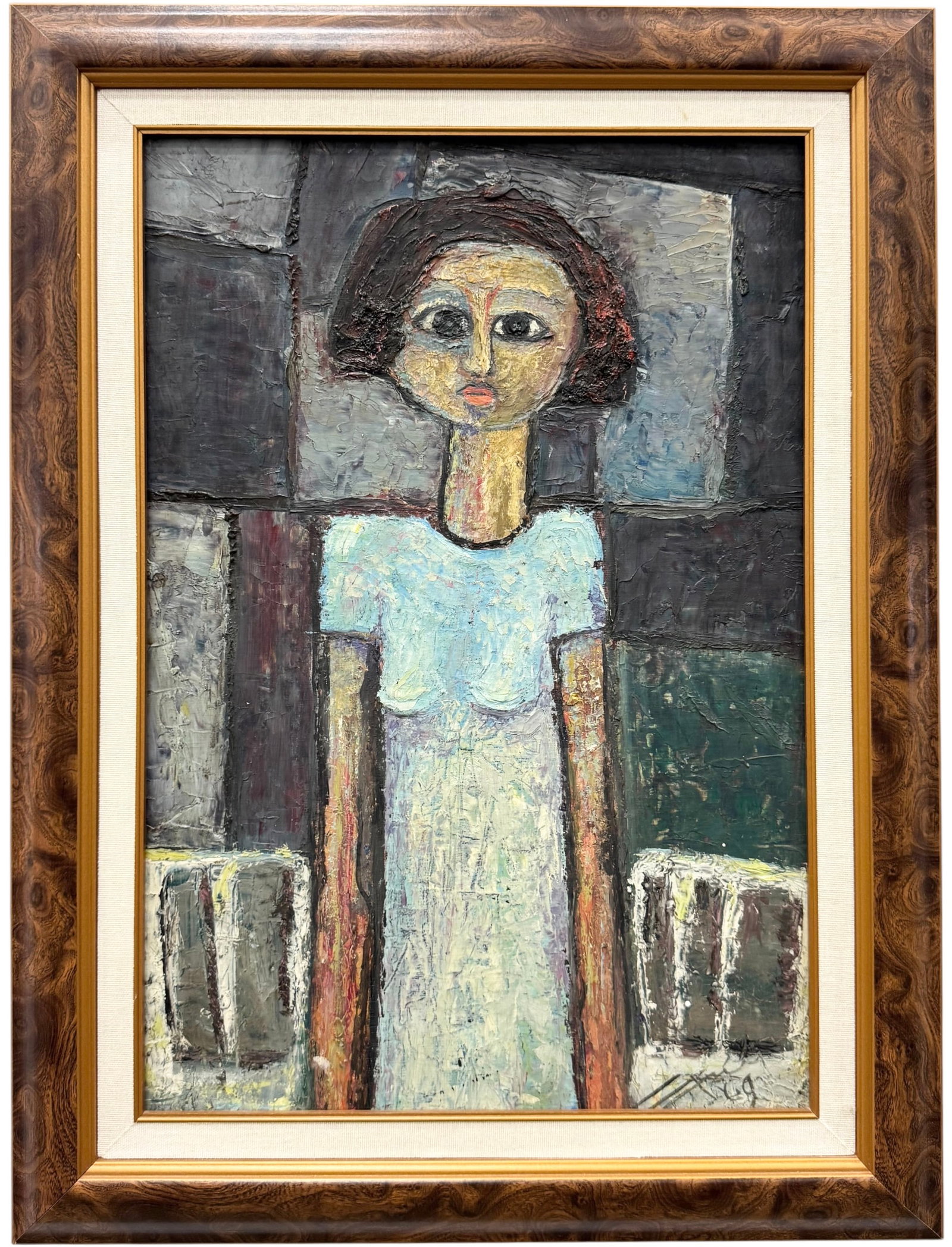 Mid-Century Italian Expressionist School, Signed, In The Manner Of Lucio Ranucci: Oil painting on board 18 x 12 3/4 in, 22 3/4 x 17 in (framed). Illegibly signed. Domestic Flat Shipping Price: $55