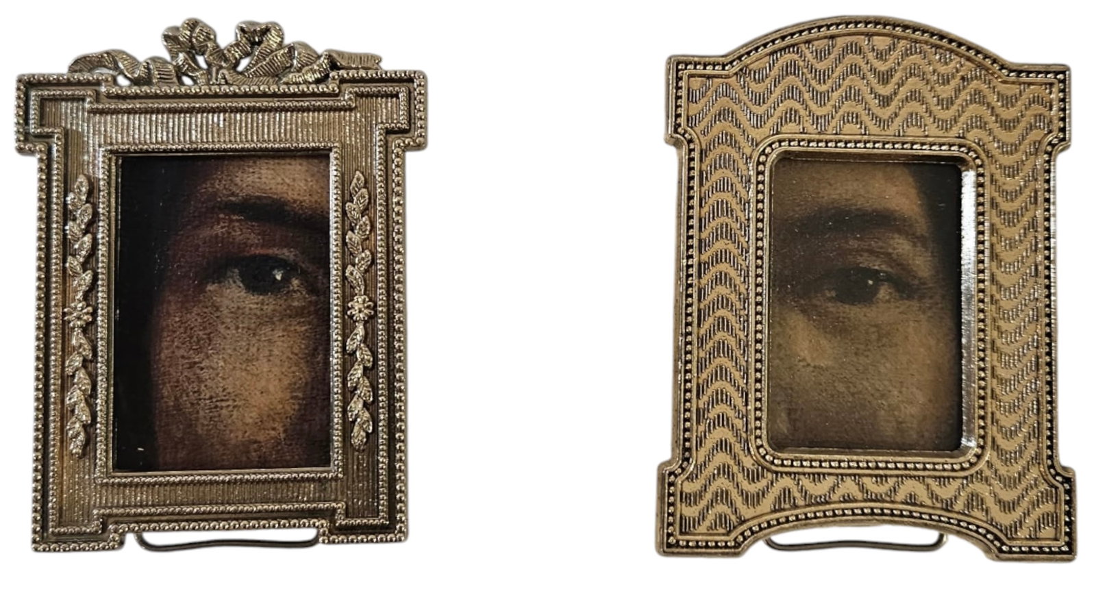 Pair Of Miniature "Lovers Eye"Portraits , Circa 19th Century In Brass Frames (1 of 4)