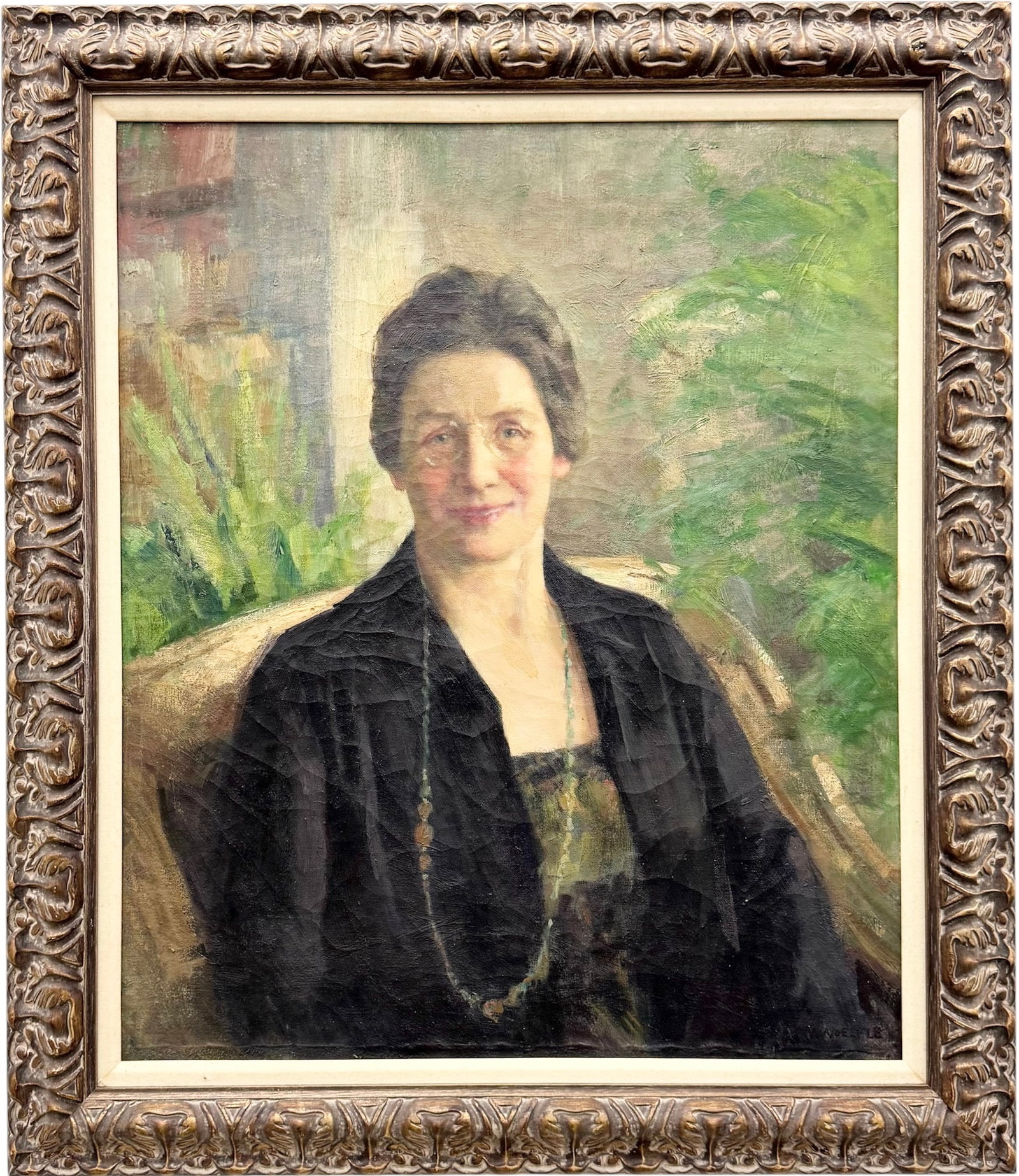 ARTHUR WOELFLE (1873-1936, American) Portrait Of A Woman: Oil painting on canvas 30 x 25 in, 36 1/2 x 31 1/2 in (framed). Domestic Flat Shipping Price: $110. A painter, lecturer and instructor, Arthur William Woelfle was born in Trenton, New Jersey on Decemb