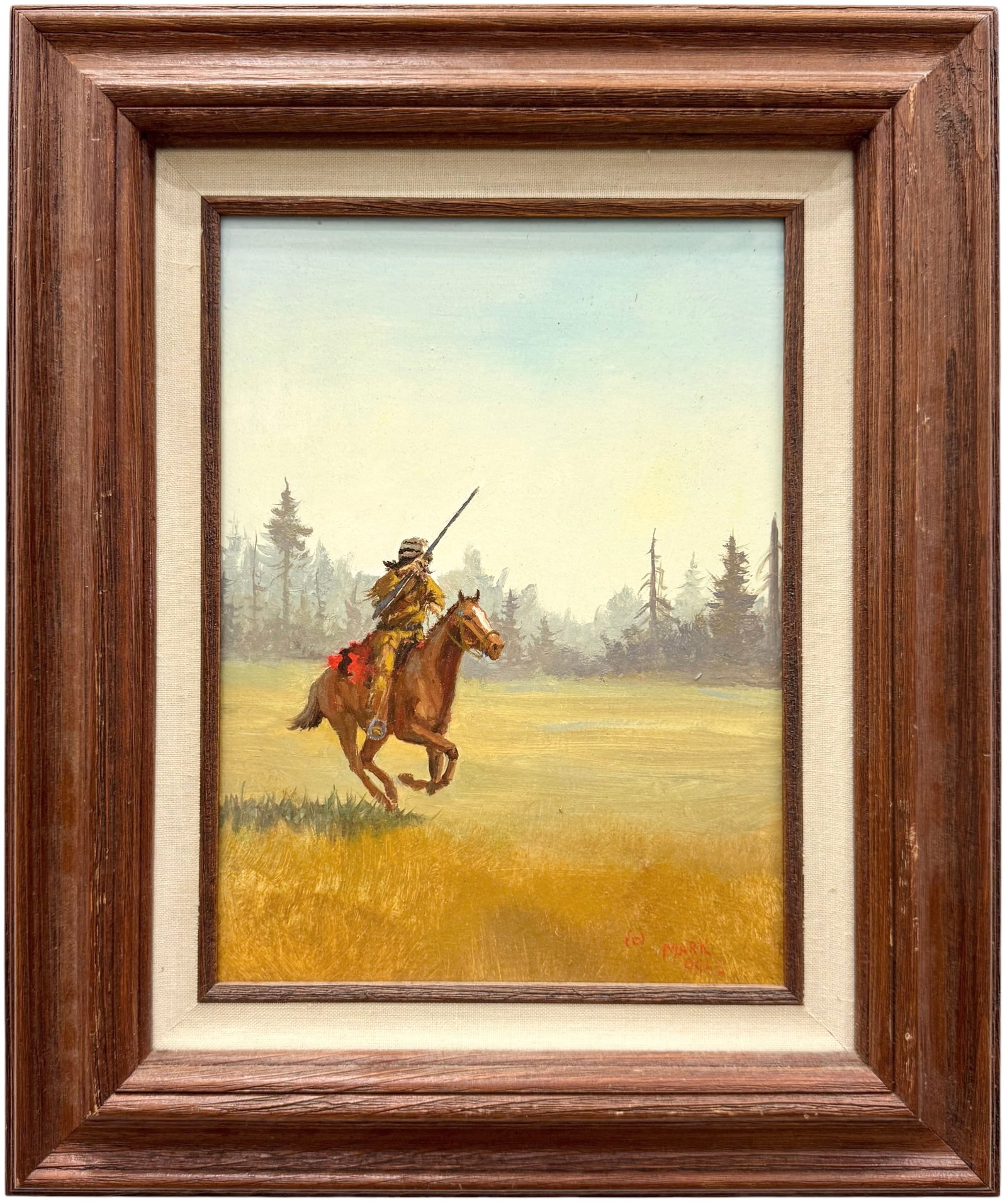 MARK OGLE (b. 1952, Montana) Native Warrior On Horseback (1 of 4)