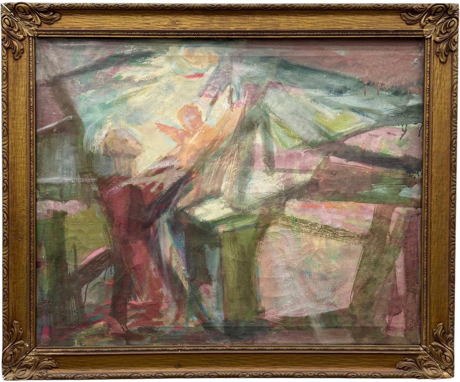 Mid-Century American Modernist Abstract With Figure, Style Of Arthur Dove