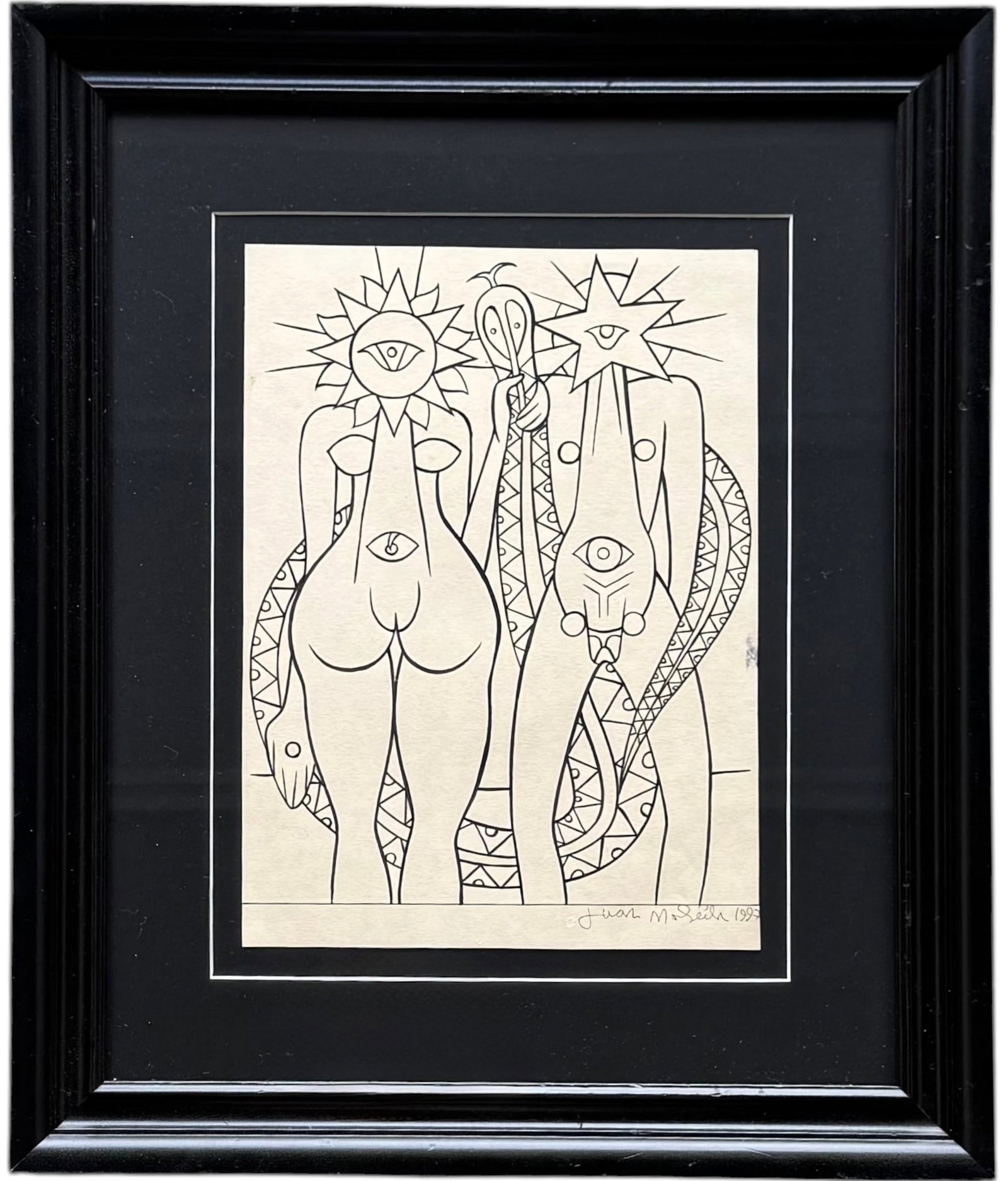 JUAN MOREIRA (b. 1938, Cuban) Surrealist Mythological Figures, Original Ink, 1997 (1 of 3)