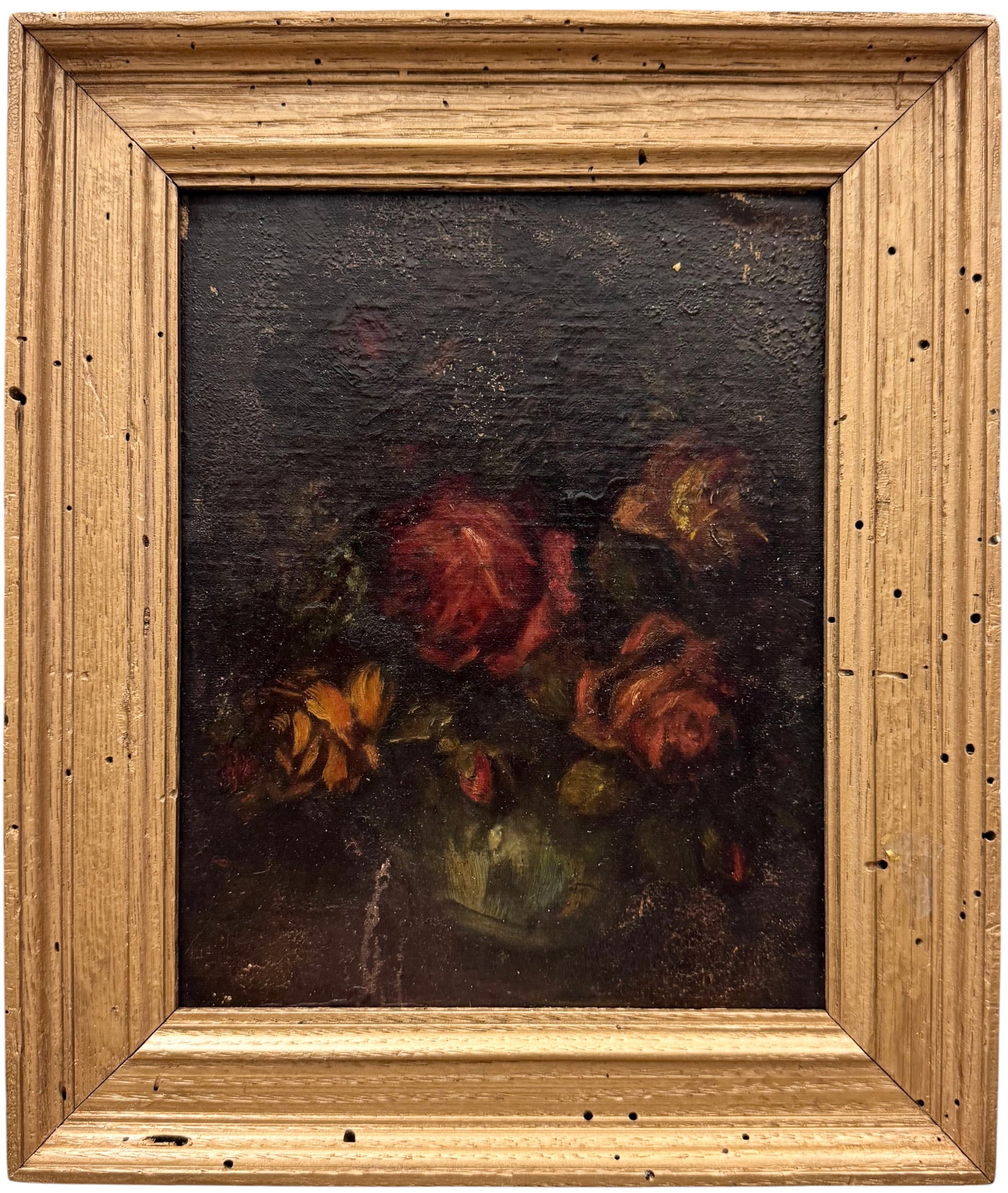 Early 20th Century American School Still Lifes Of Flowers Oil On Board: Oil painting on board 8 x 10 in, 13 x 11 in (framed). Domestic Flat Shipping Price: $45