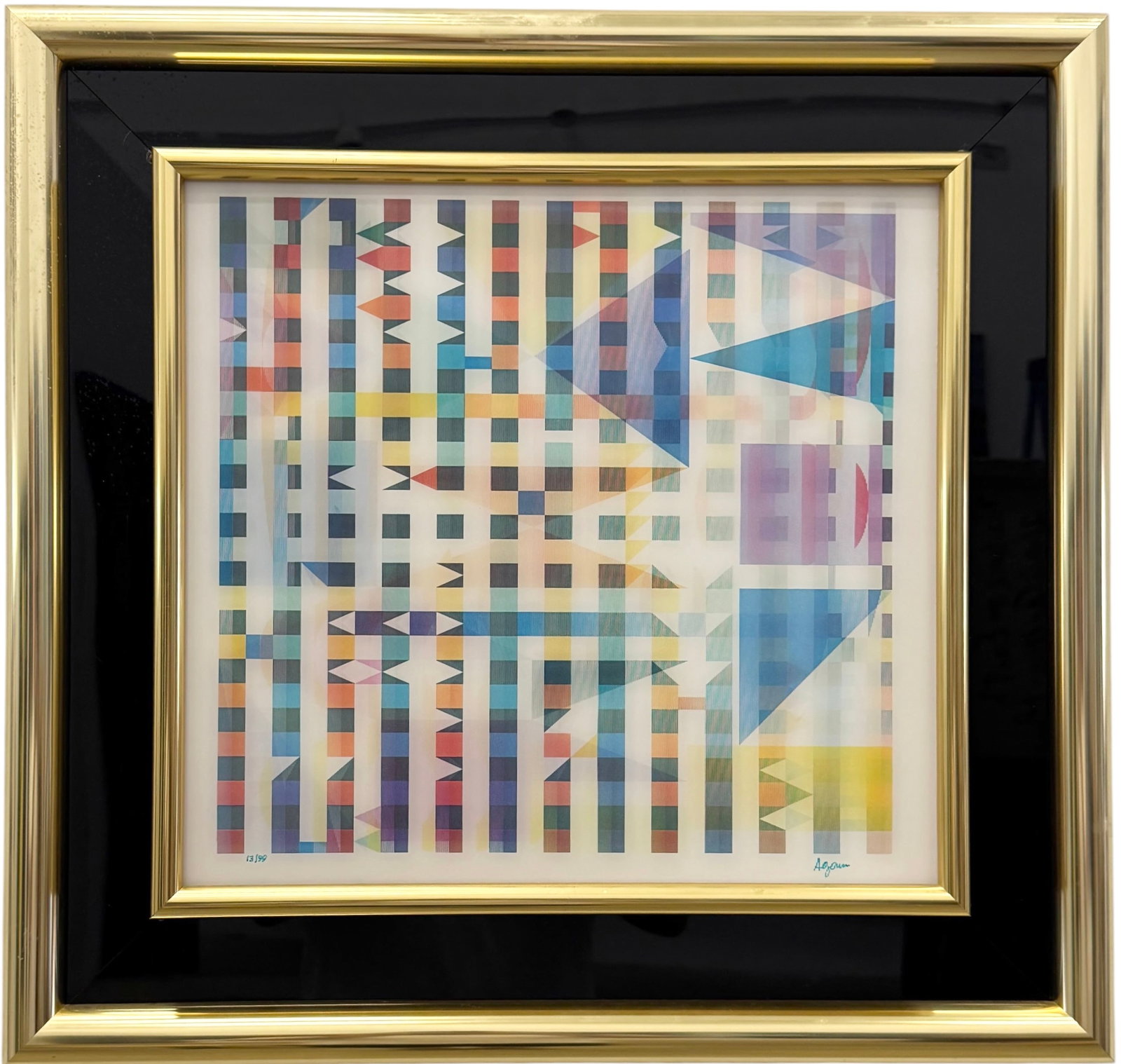 Yaacov Agam, Agamograph: Size 16 x 15 in, 22 x 21 in (framed). Domestic Flat Shipping Price: $70