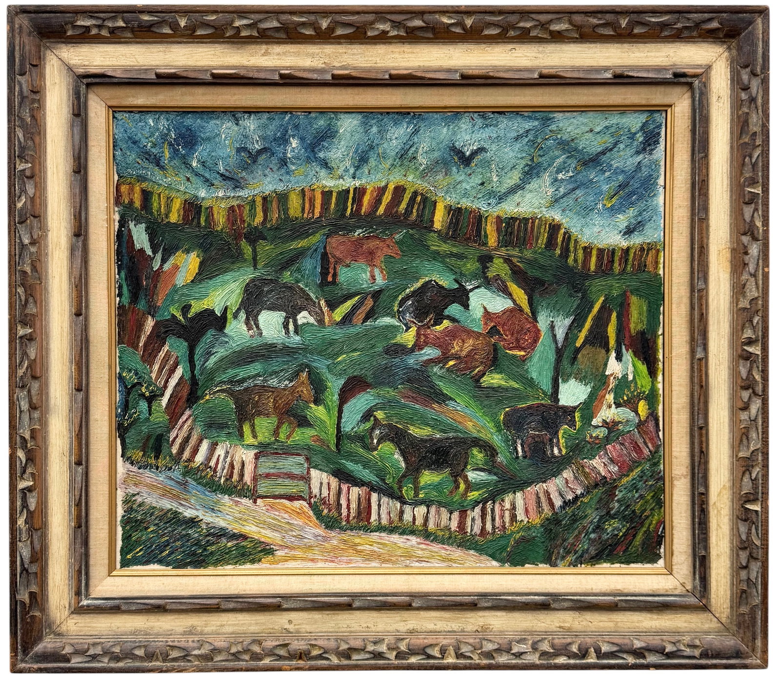 Mid-Century Avant Garde Expressionist Landscape With Livestock (1 of 4)