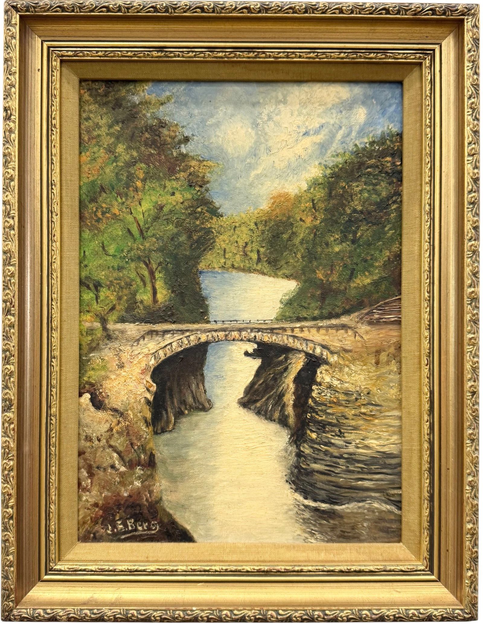 Early 20th Century Signed American School River Landscape Oil Painting (1 of 3)