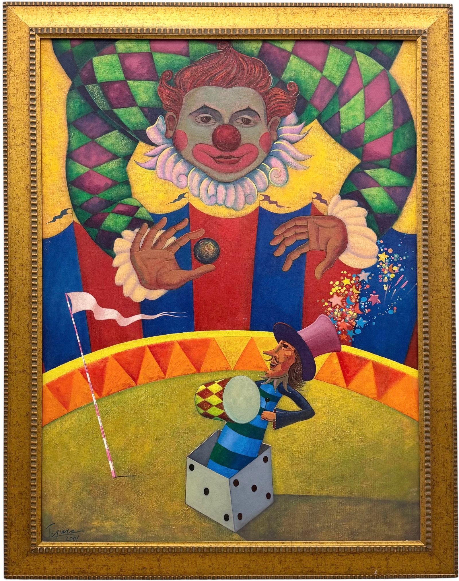 ARMANDO TIJUCA COROMINAS (b. 1968, Cuban) Microcosmos: Oil painting on canvas 46 x 34 1/2 in, 52 1/2 x 41 1/4 in (framed). Domestic Flat Shipping Price: $320 *Oversized item