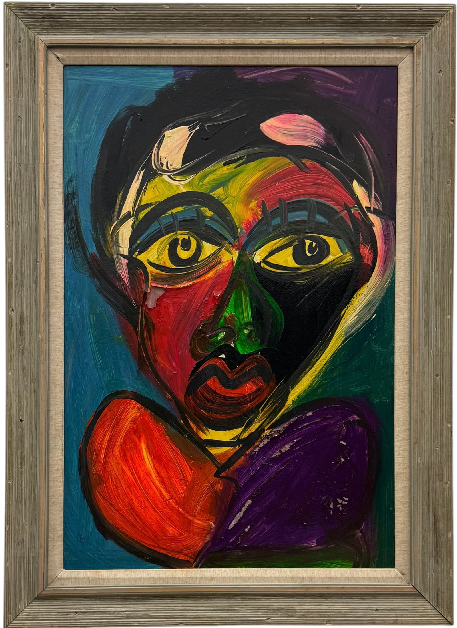 PETER KEIL (20th c, German American) Davis Bowie: Acrylic on masonite 36 x 24 in, 43 1/2 x 31 1/2 in (framed). Domestic Flat Shipping Price: $120