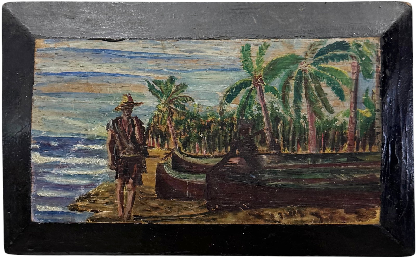 Caribbean Impressionist Island Landscape With Figure Oil On Wood (1 of 2)