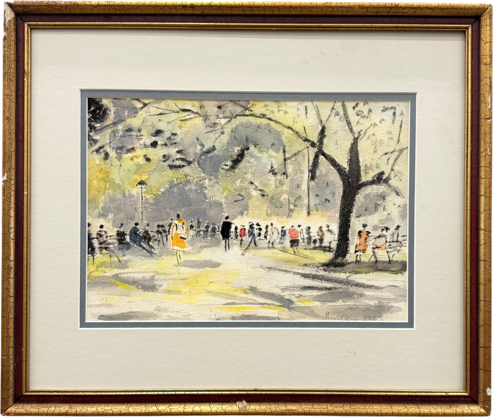 Mid-Century European School Park Scene Signed Amrein 1962 (1 of 3)