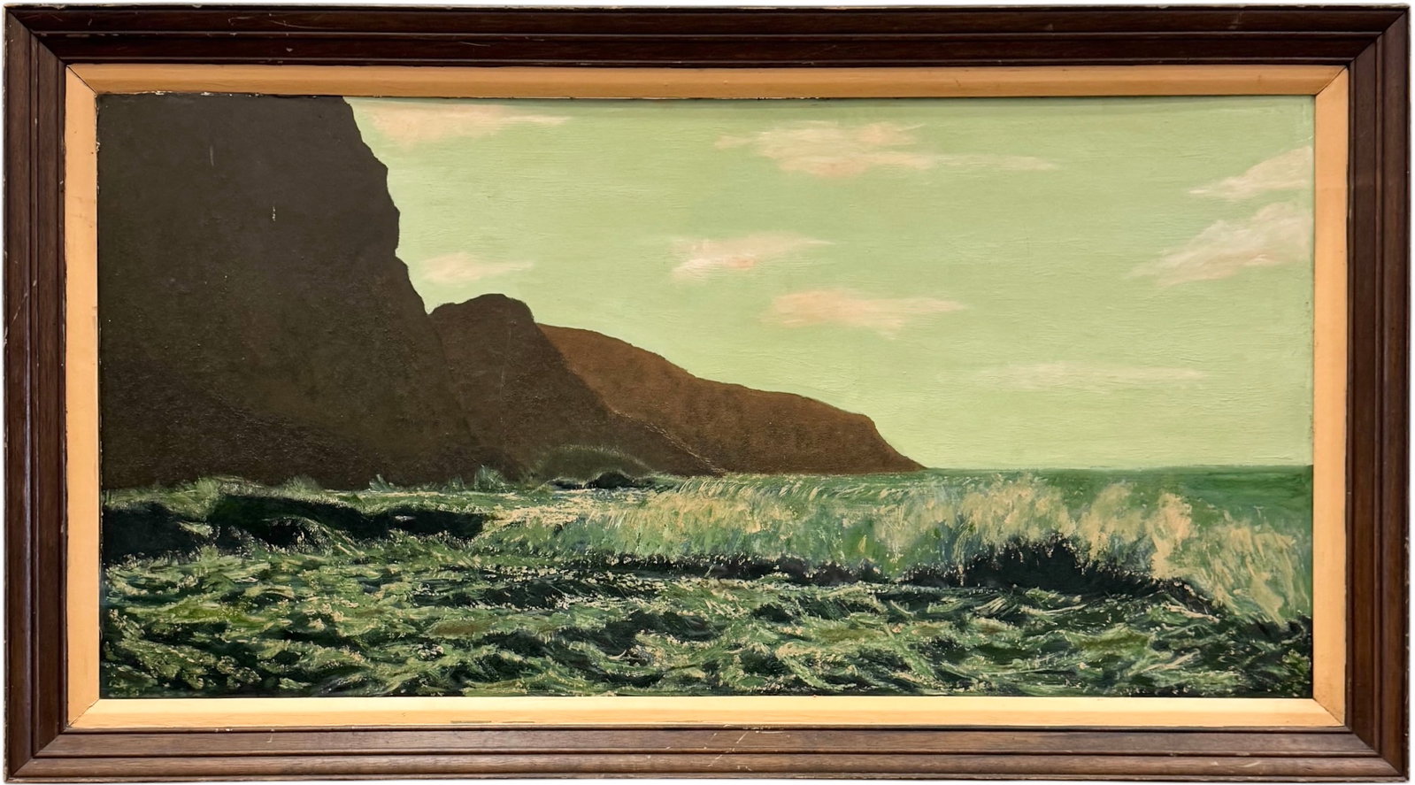 Large American School Nautical Seascape Coastal Scene With Cliffs (1 of 3)