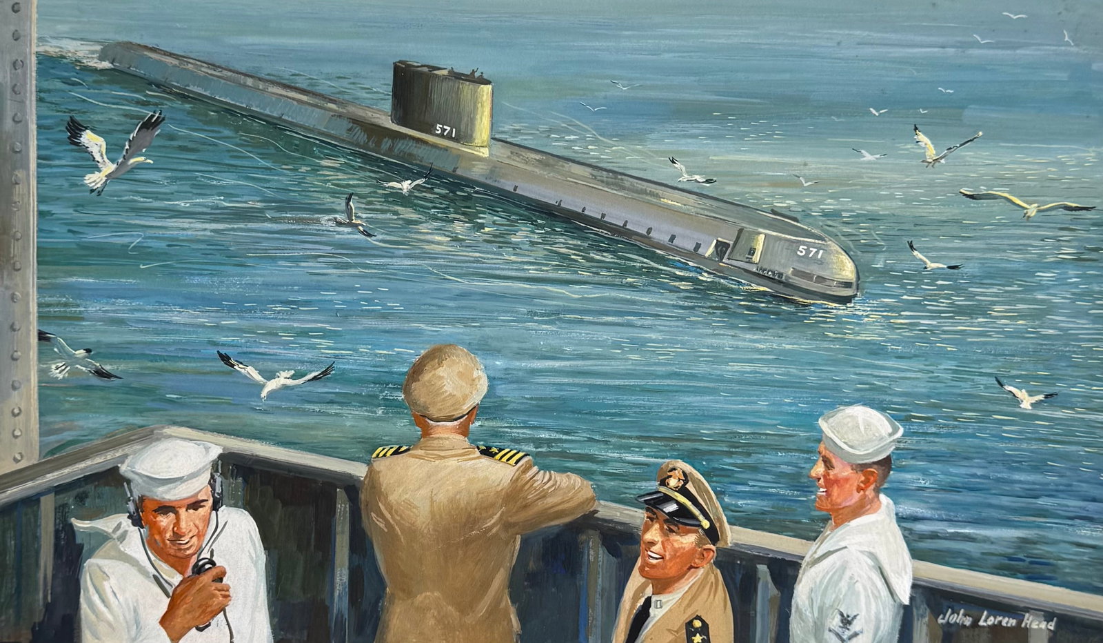 JOHN LOREN HEAD (1913-1997, Virginia) USS Nautilus (SSN-571) Nuclear Submarine (1 of 2)