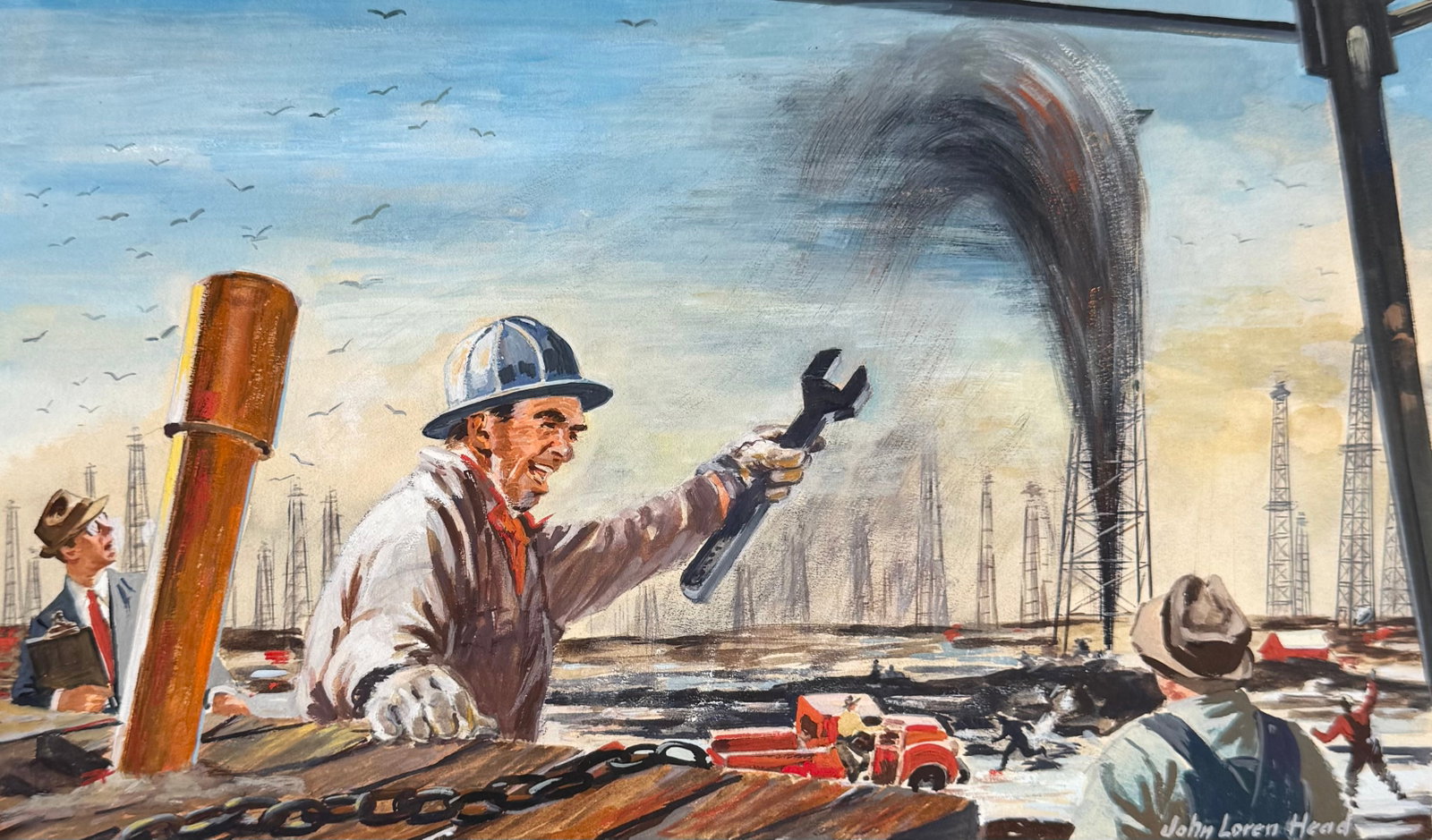 JOHN LOREN HEAD (1913-1997, Virginia) Mid-Continental Oilfield Illustration (1 of 2)
