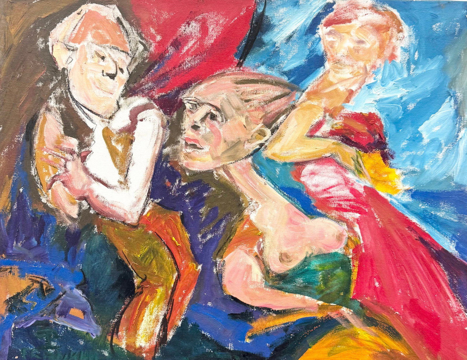 FRANKLIN LEVY (20th c, American): Mixed media on board 25 3/4 x 19 3/4 in. Domestic Flat Shipping Price: $55