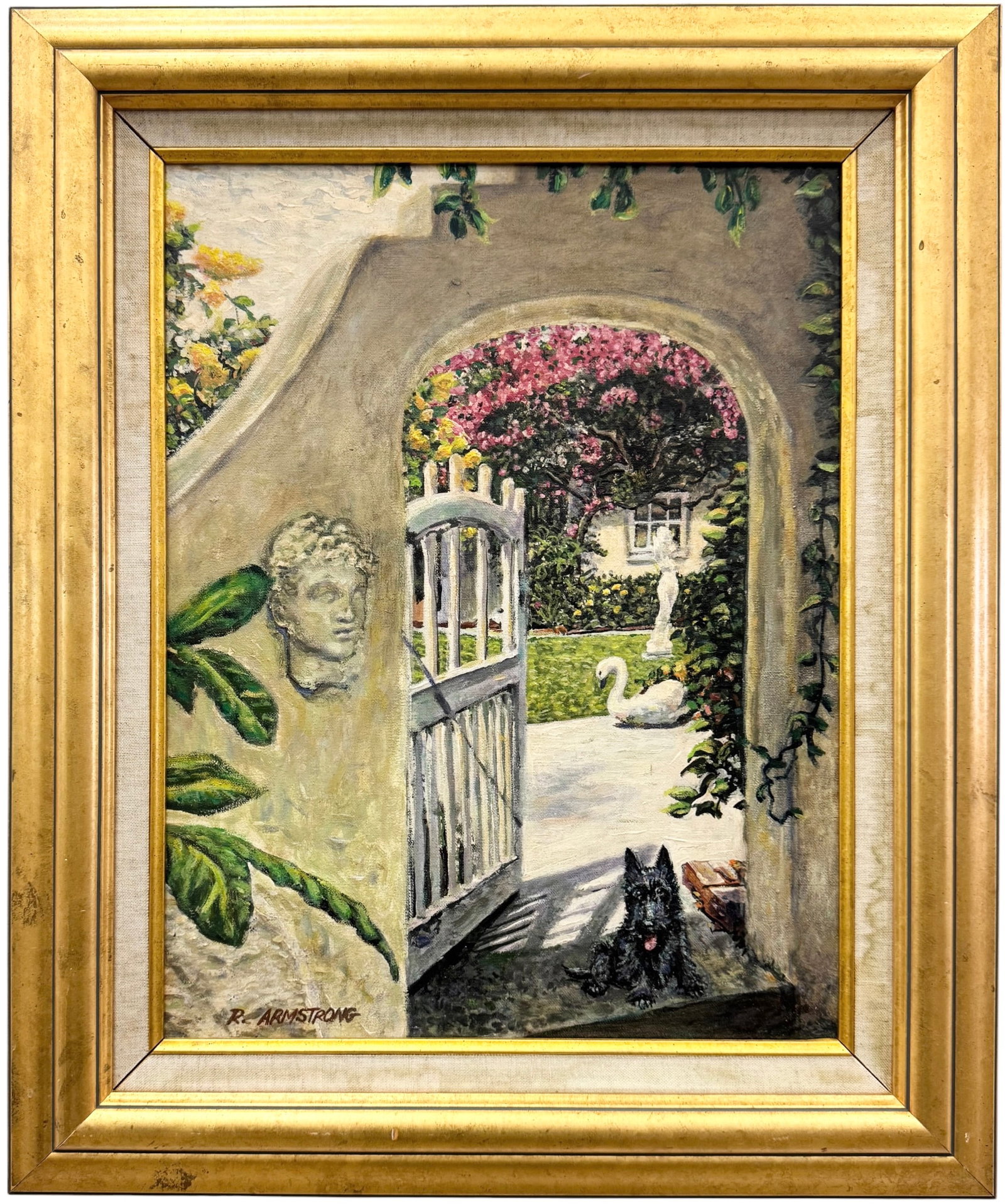 20th Century American Courtyard Scene Signed Oil On Canvas (1 of 3)