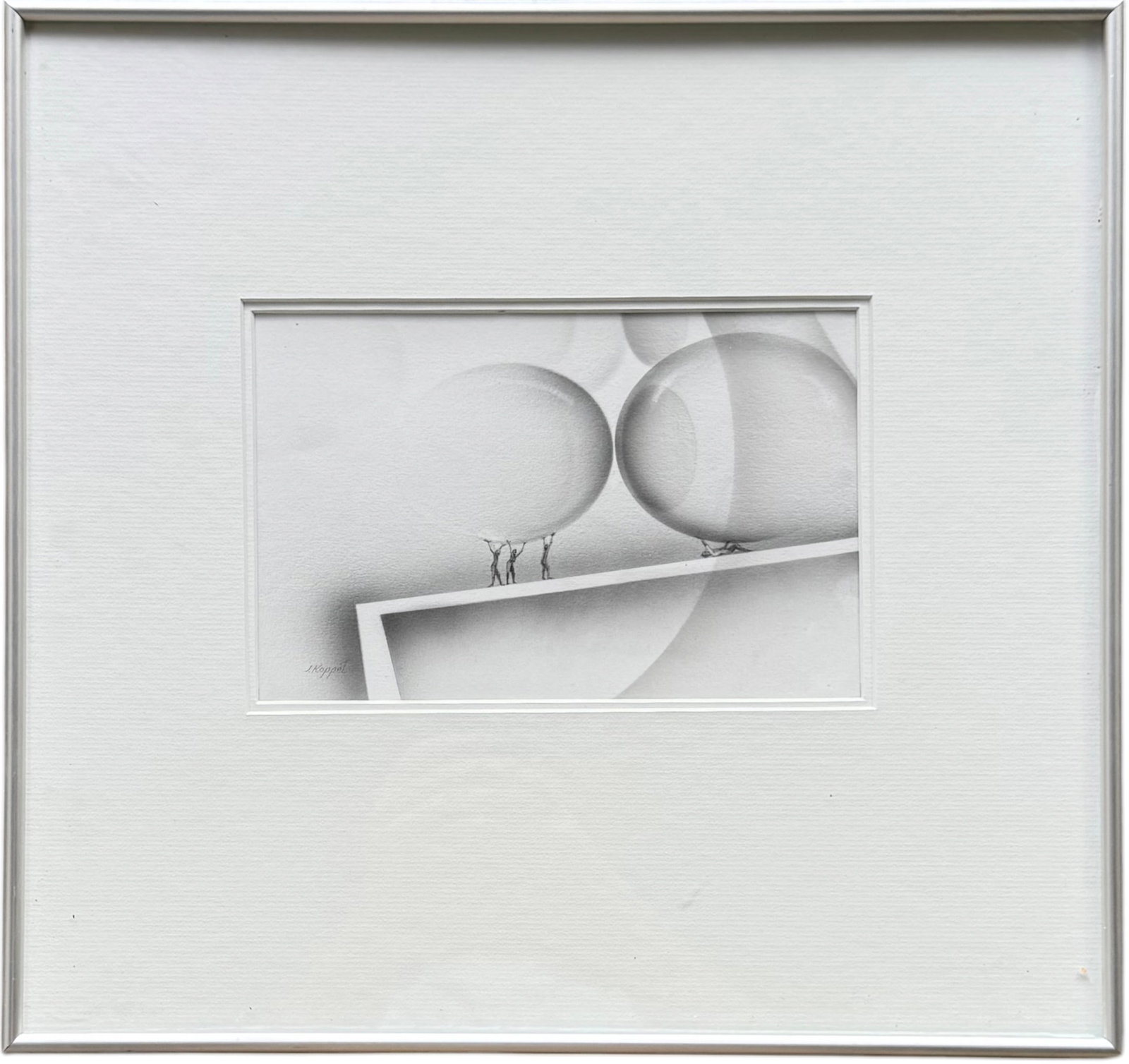 J. KOPPEL (20th Century) Original Surrealist Graphite Drawing (1 of 4)