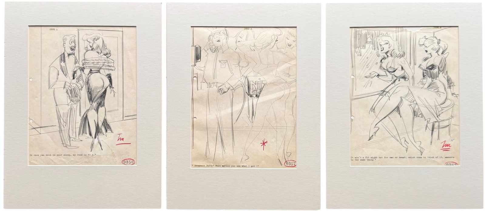 (3) Original Production Sketches For A Mid-century "Gentleman's Magazine" Cartoon (1 of 4)