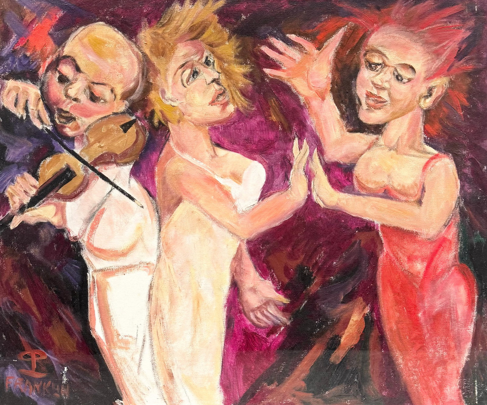 FRANKLIN LEVY (20th c, American): Acrylic painting 20 x 23 5/8 in.