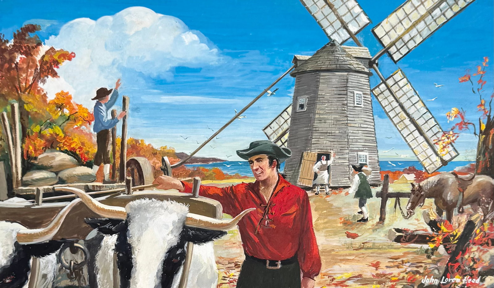 JOHN LOREN HEAD (1913-1997, Virginia) Cape Cod Landscape with Smock Mill (1 of 3)