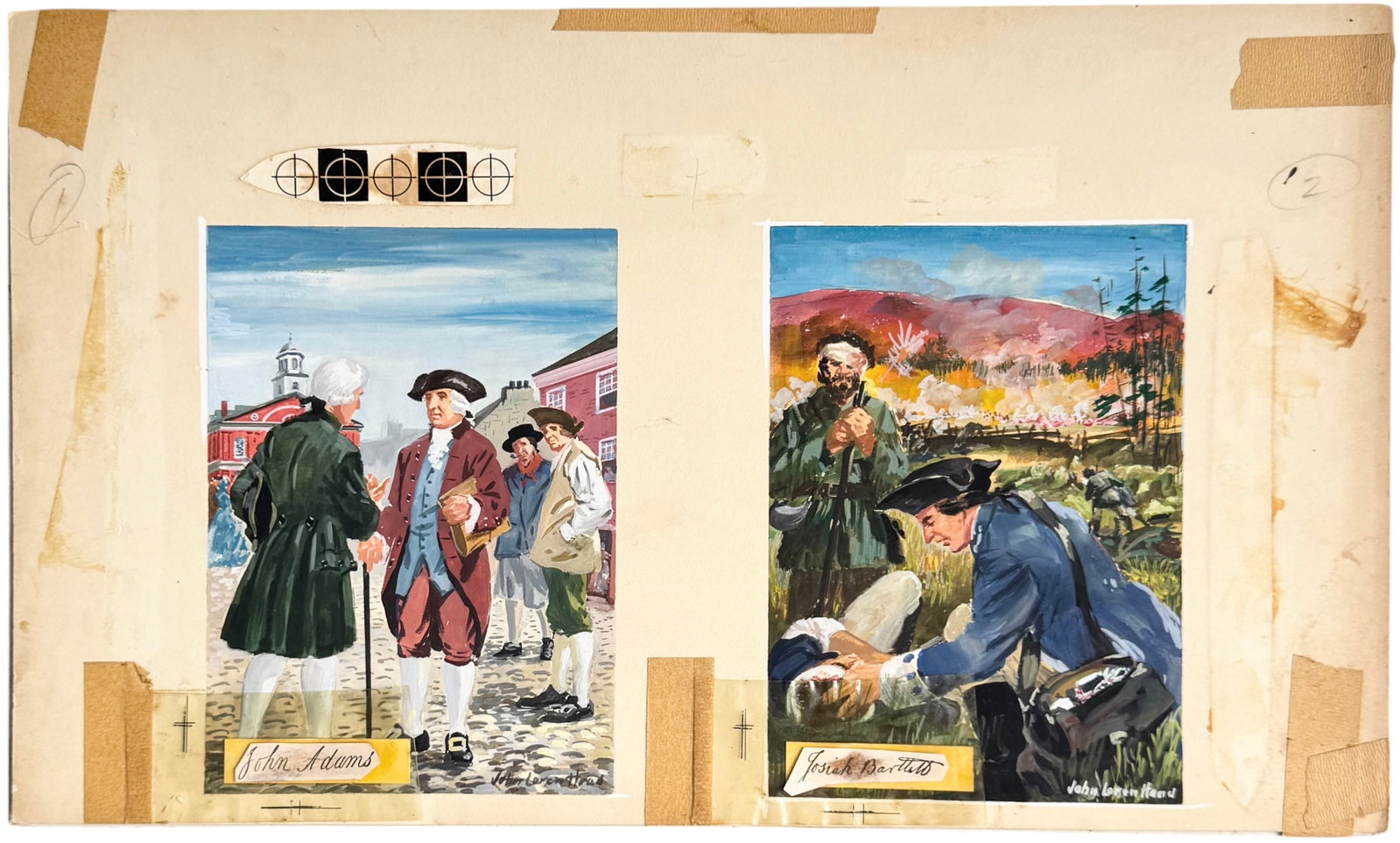 JOHN LOREN HEAD (1913-1997, Virginia) John Adams, Josiah Bartlett- Illustrations (1 of 3)