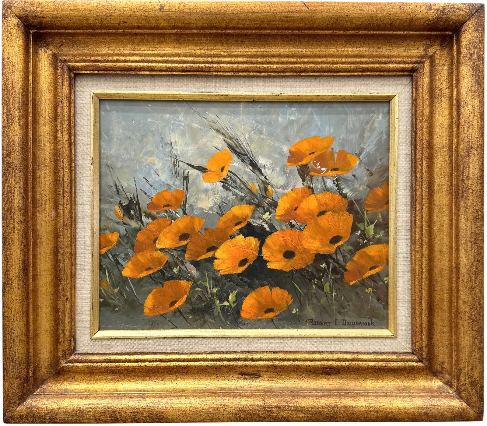Robert E. Dziubaniuk (20th c, American) Orange Poppies Blowing In The Wind (1 of 3)
