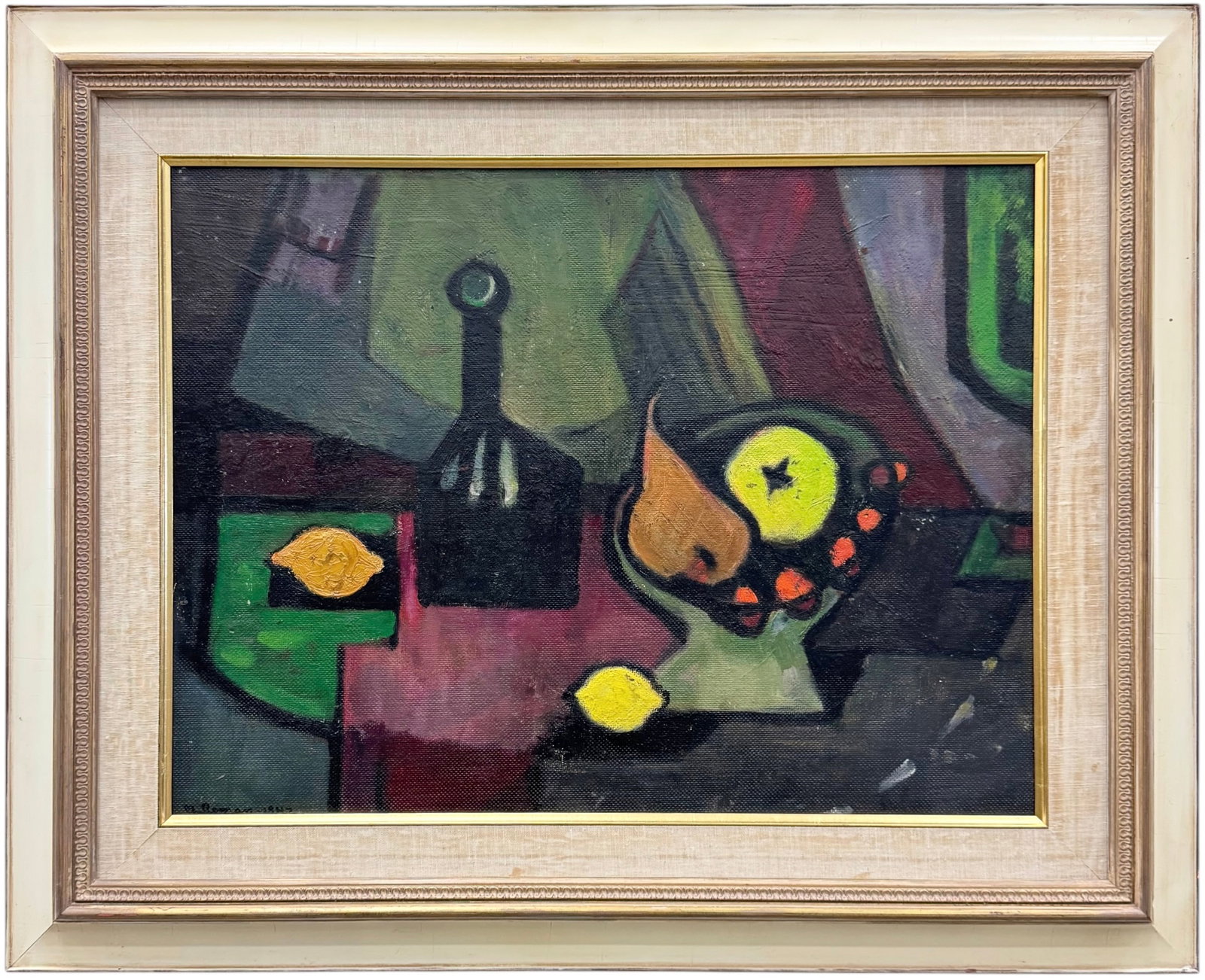 Mid-Century European School Cubist Still Life, Indistinctly Signed & Dated 1942 (1 of 4)