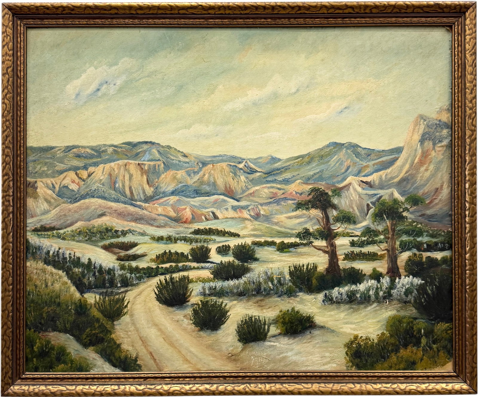 WPA American Western Desert Landscape Signed Illegible, Dated 1933 (1 of 4)